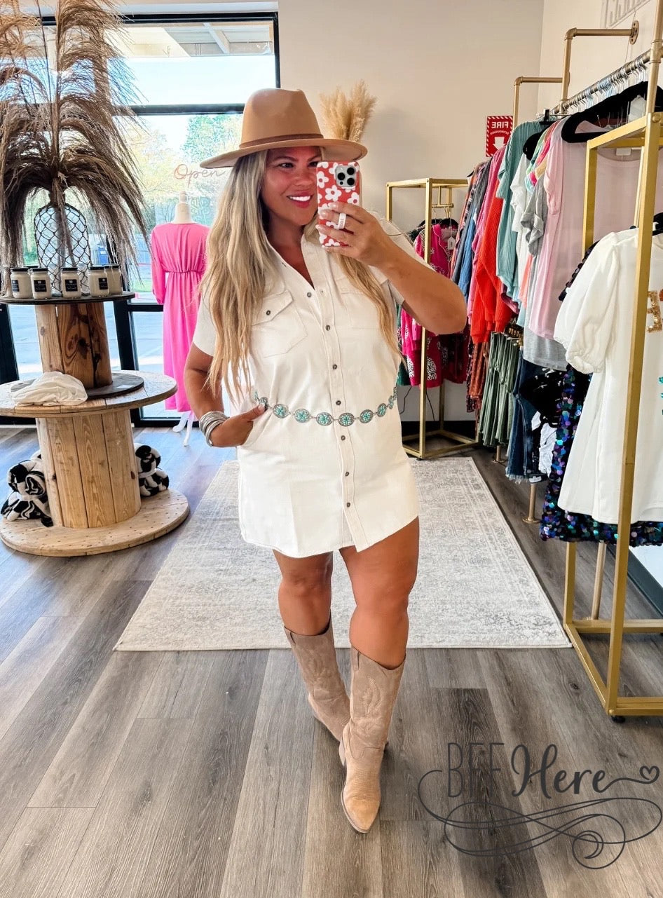Vanilla Vogue: Cream Denim Dress