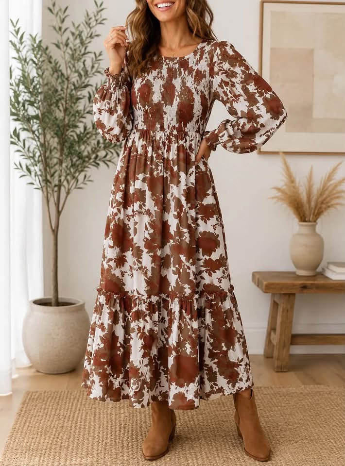 PREORDER: Autumn Bloom Smocked Maxi Dress (ETA: August)