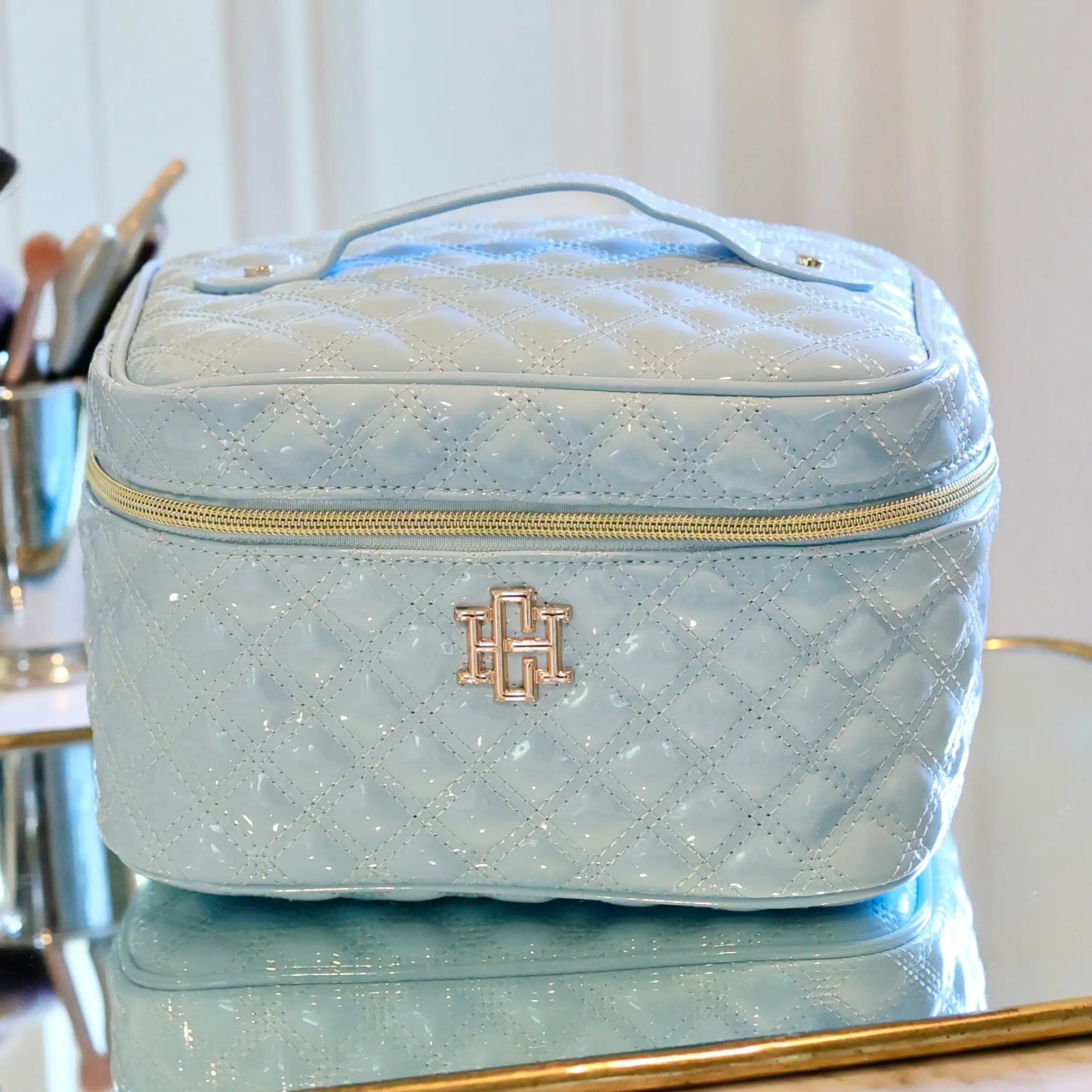 PREORDER: Hampton Train Case Light Blue Patent by Caroline Hill (ETA: July)