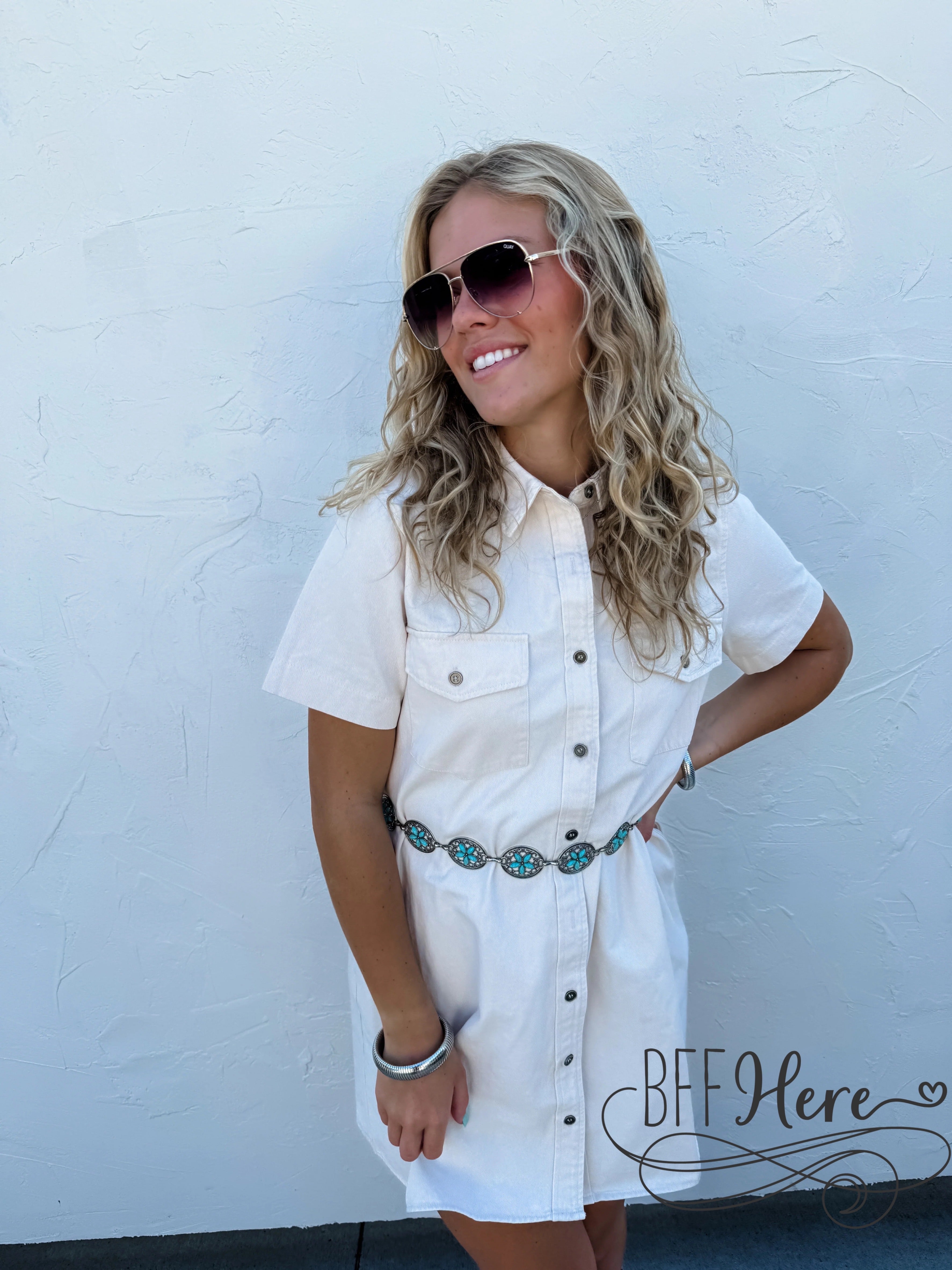 Vanilla Vogue: Cream Denim Dress Vanilla Vogue: Cream Denim Dress