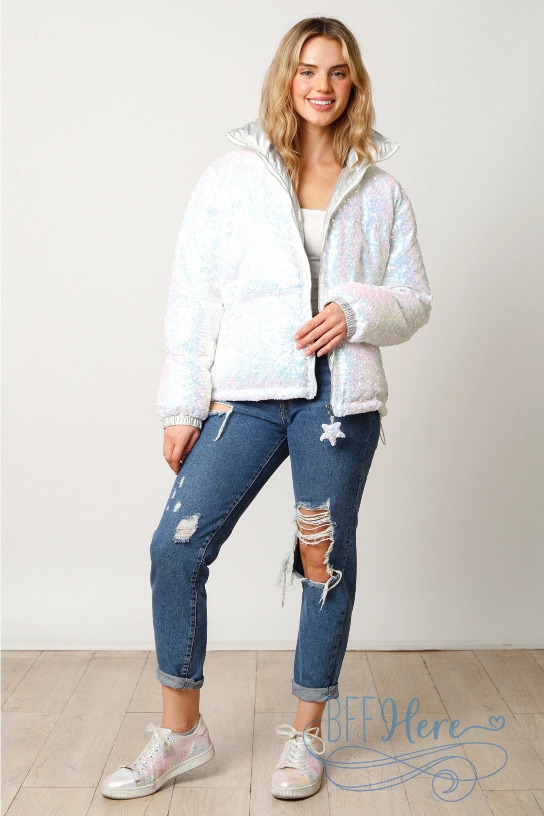 Sparkle Enchantment Sequin Puffer Jacket / Choice of Color - BFF Here