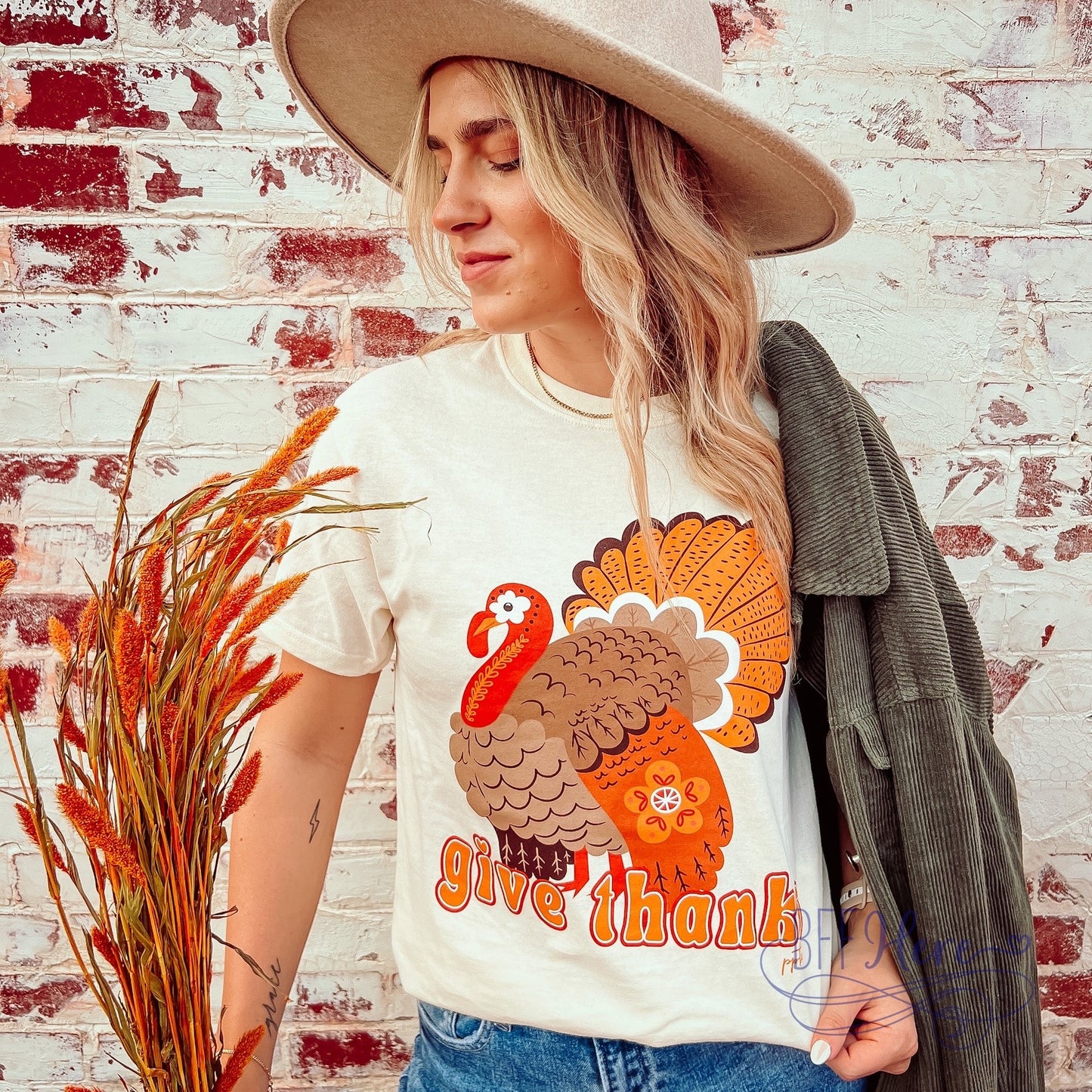 Thankful Threads: The Give Thanks Turkey T-Shirt - BFF Here