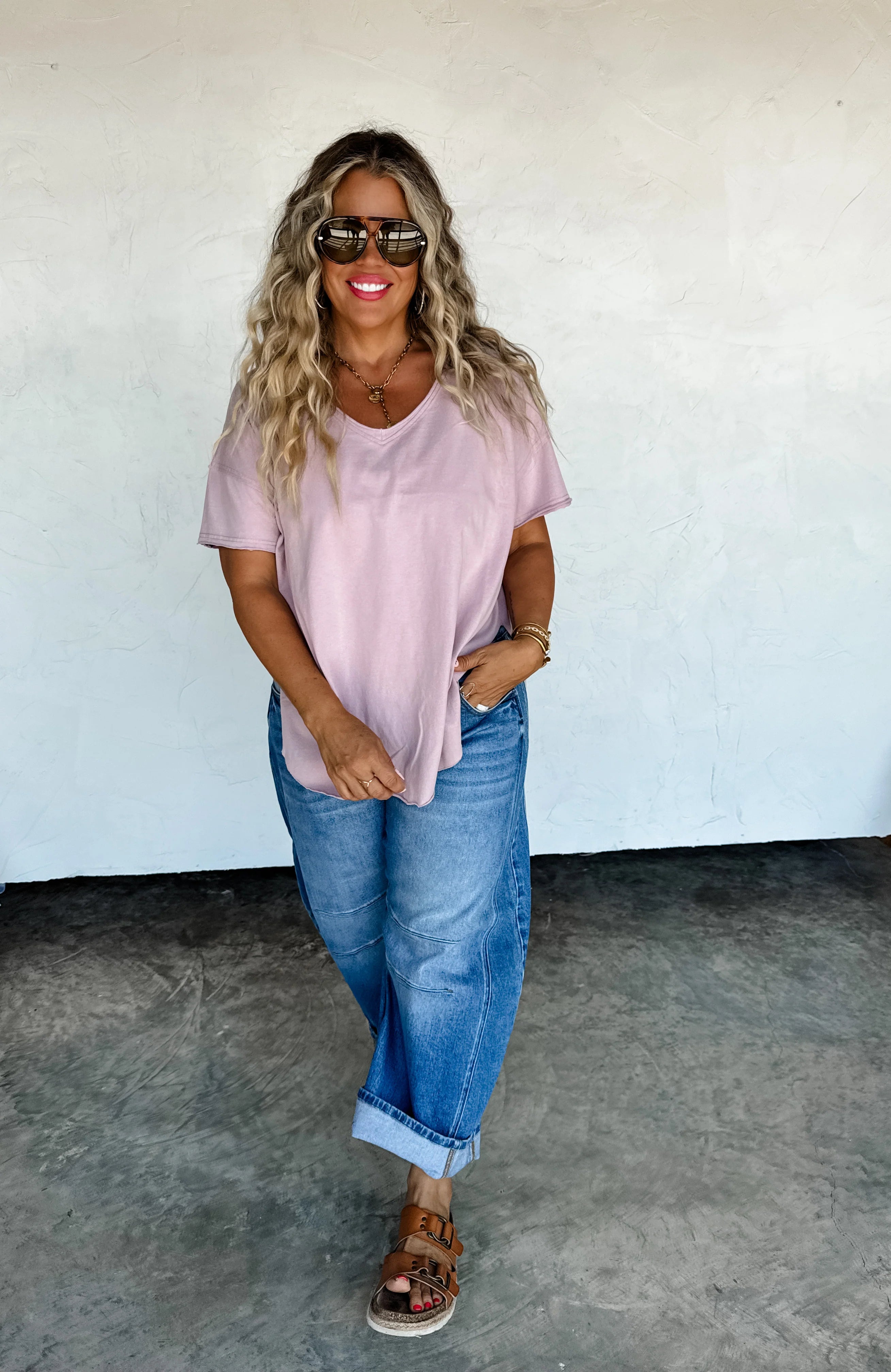 PREORDER: Joey V-Neck Washed Cotton Boyfriend Tee by Blakeley (ETA: Early December) - BFF Here