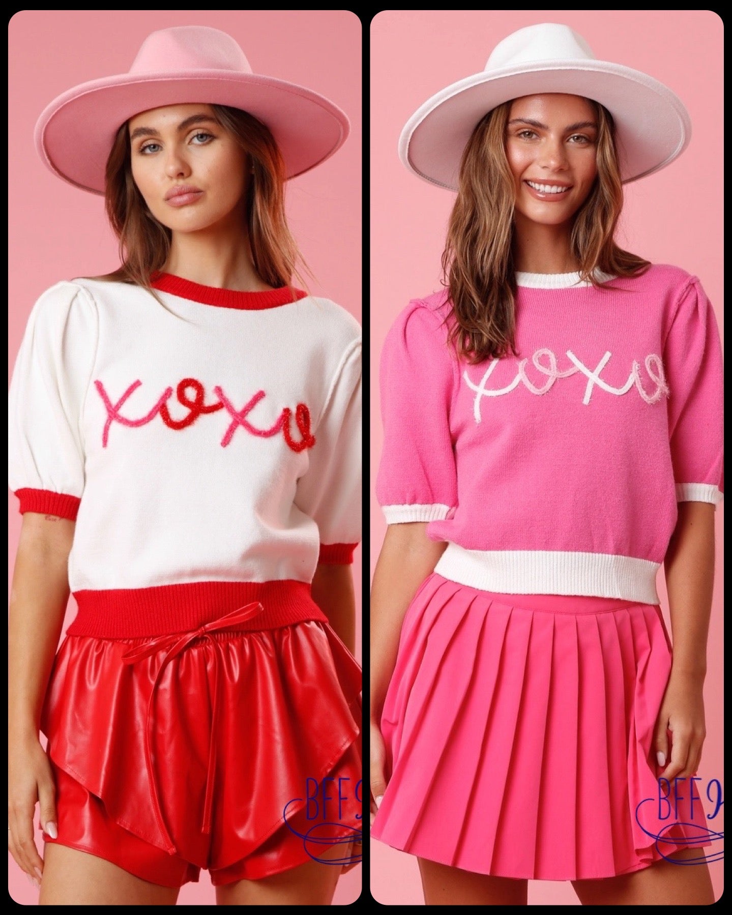 Chic Hugs & Kisses: Color Block XOXO Lurex Embroidery Sweater - BFF Here