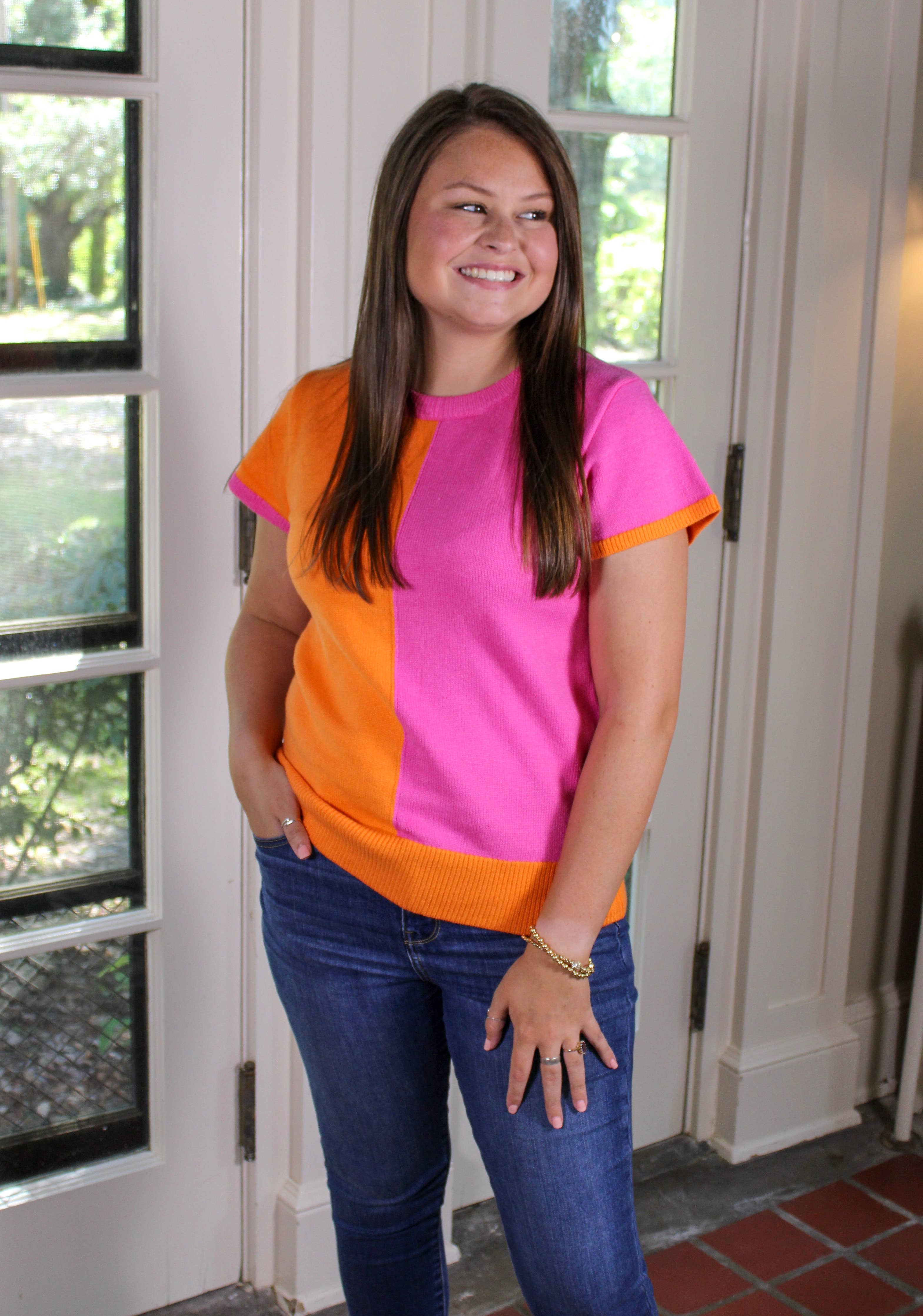Vibrant Sunset Color Block Top - BFF Here
