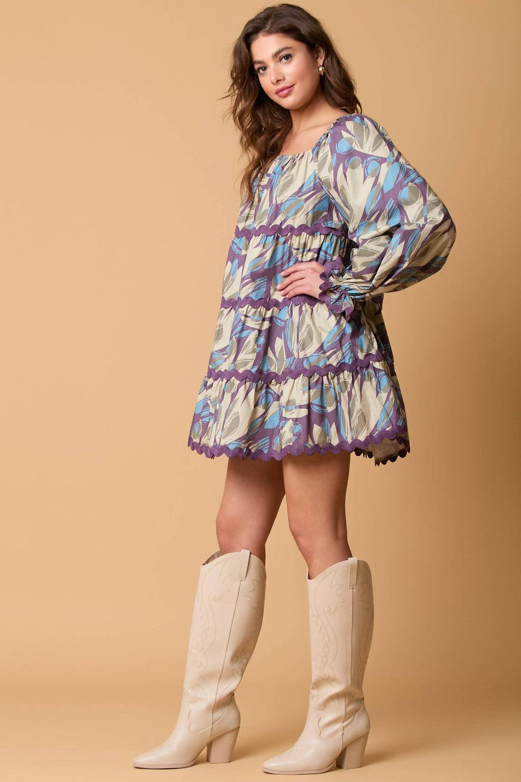 Boho Bloom Puff Sleeve Mini Dress - BFF Here