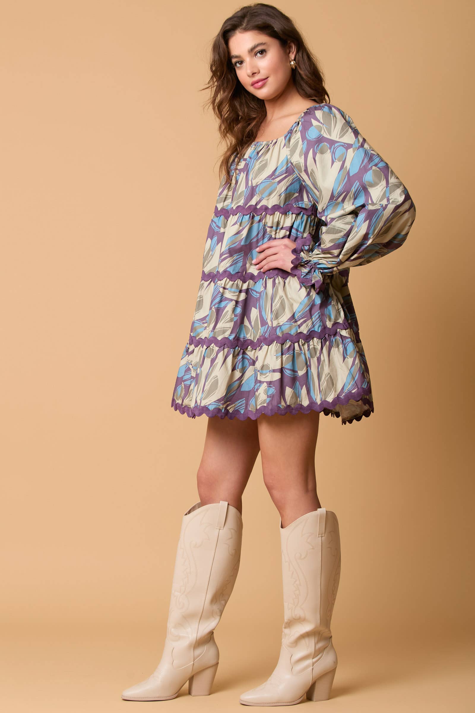 Boho Bloom Puff Sleeve Mini Dress - BFF Here