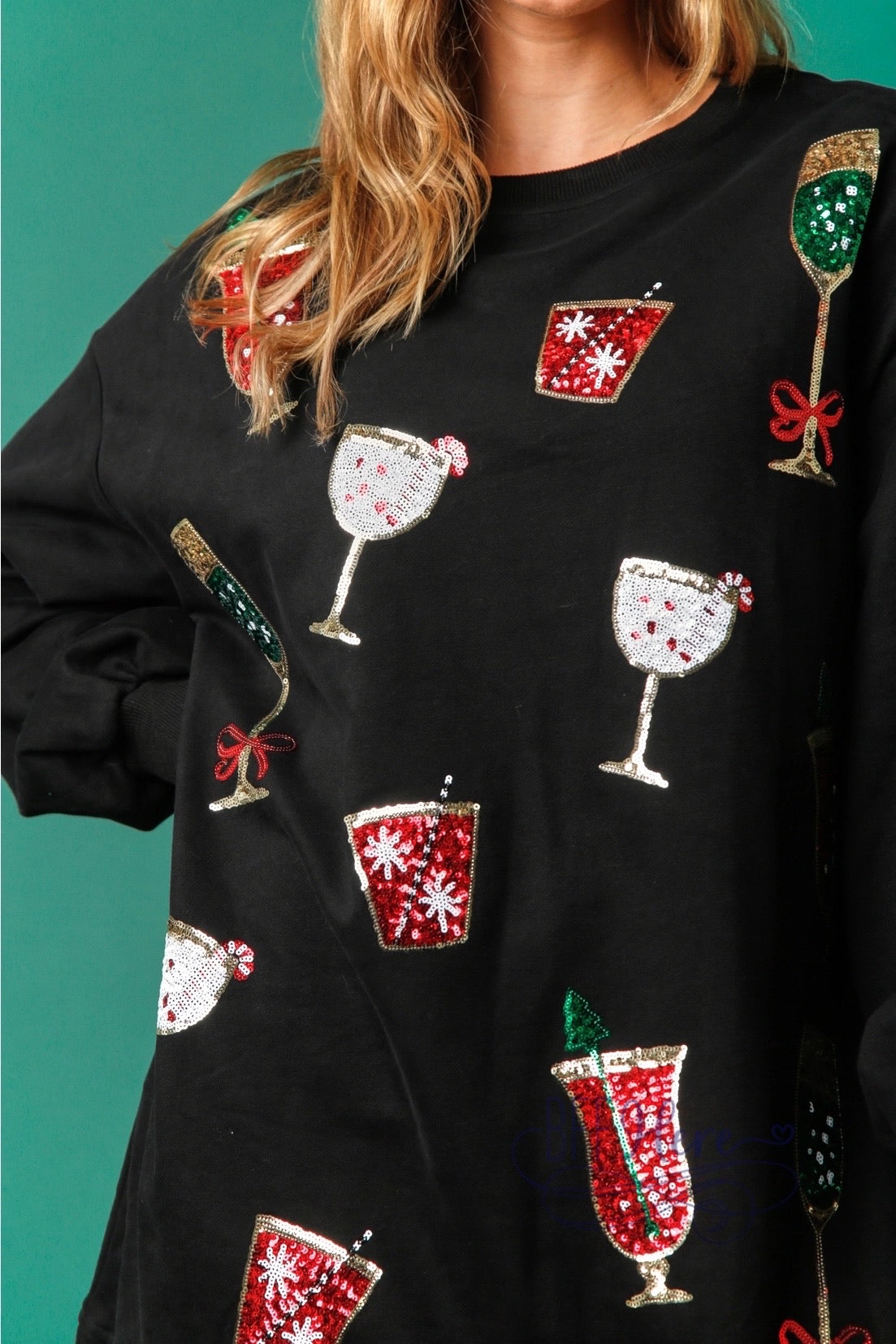 Christmas Cheers Cocktails Sweatshirt Dress: Toast the Holidays in Style! / Choice of Color - BFF Here