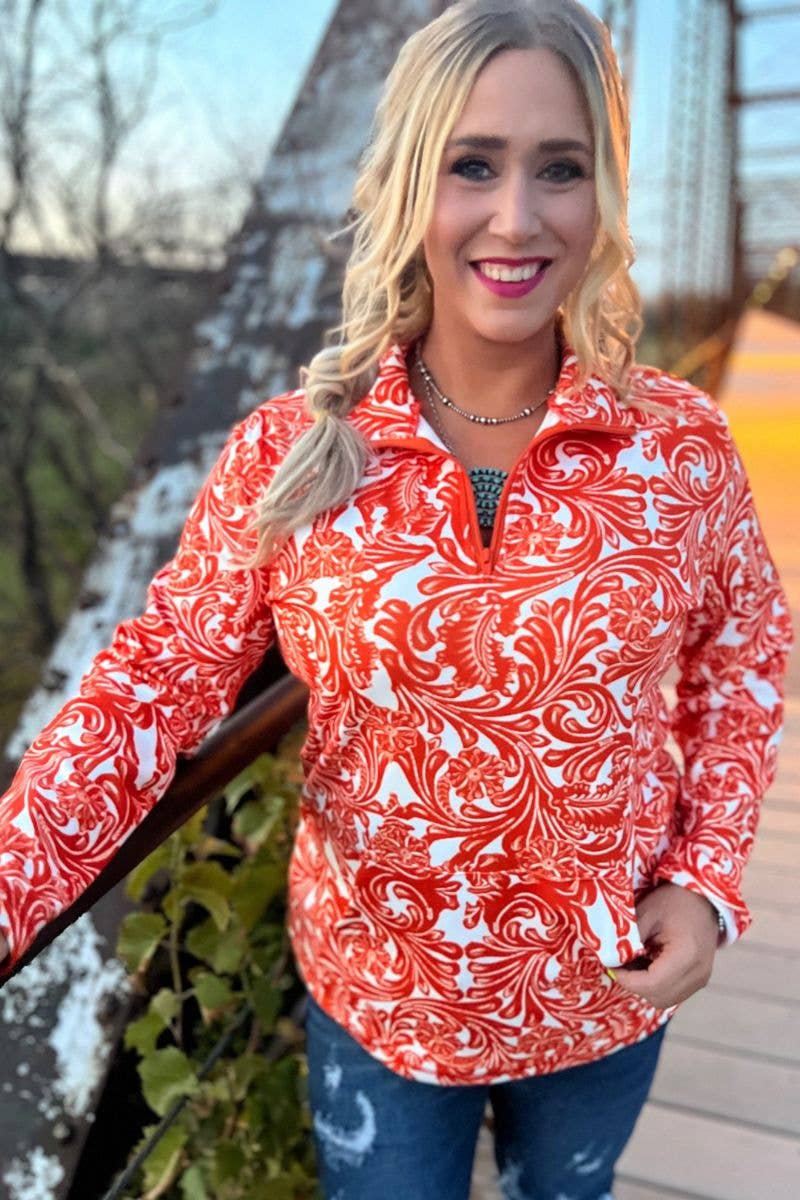 Tailgate Party Pullover Orange & White by Sterling Kreek - BFF Here