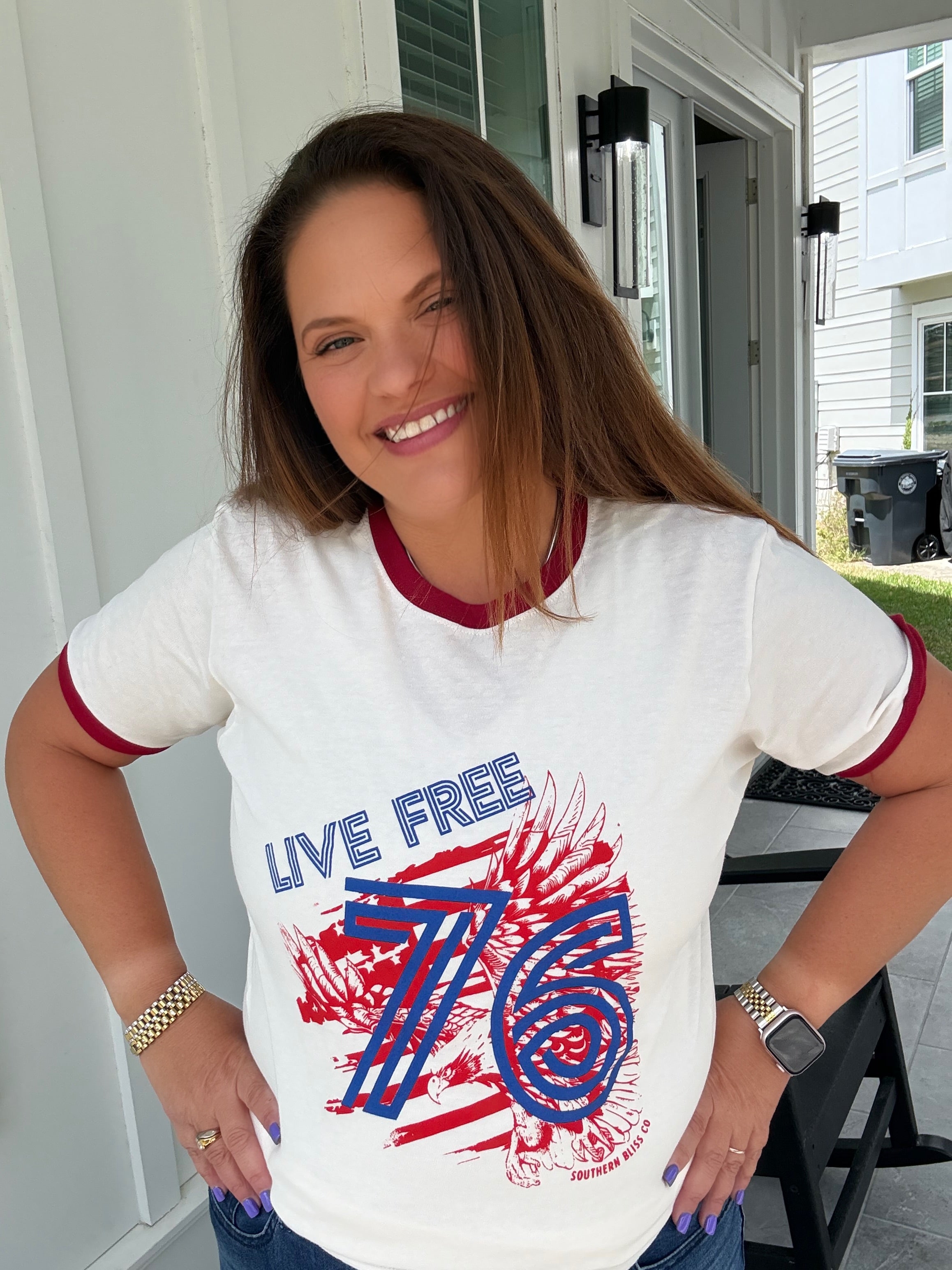 Live Free 1776 Ringer Tee by Southern Bliss (ARRAY) — Ships 2-3 weeks - BFF Here