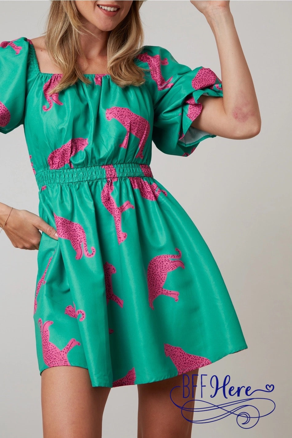Poplin Prowess: Playful Cheetah Dress - BFF Here