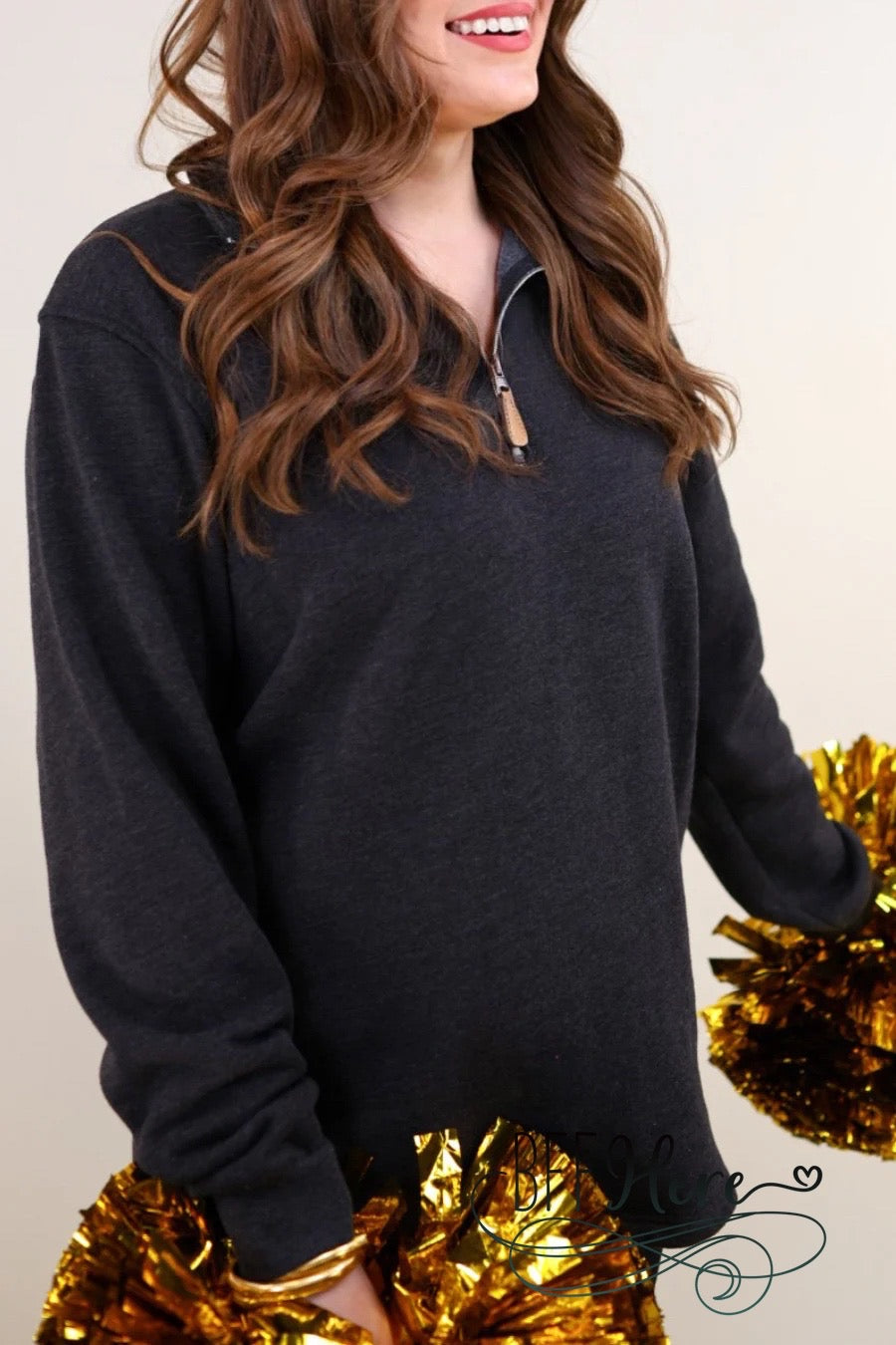 Miley Quarter Zip Pullover by Jess Lea / Black - BFF Here