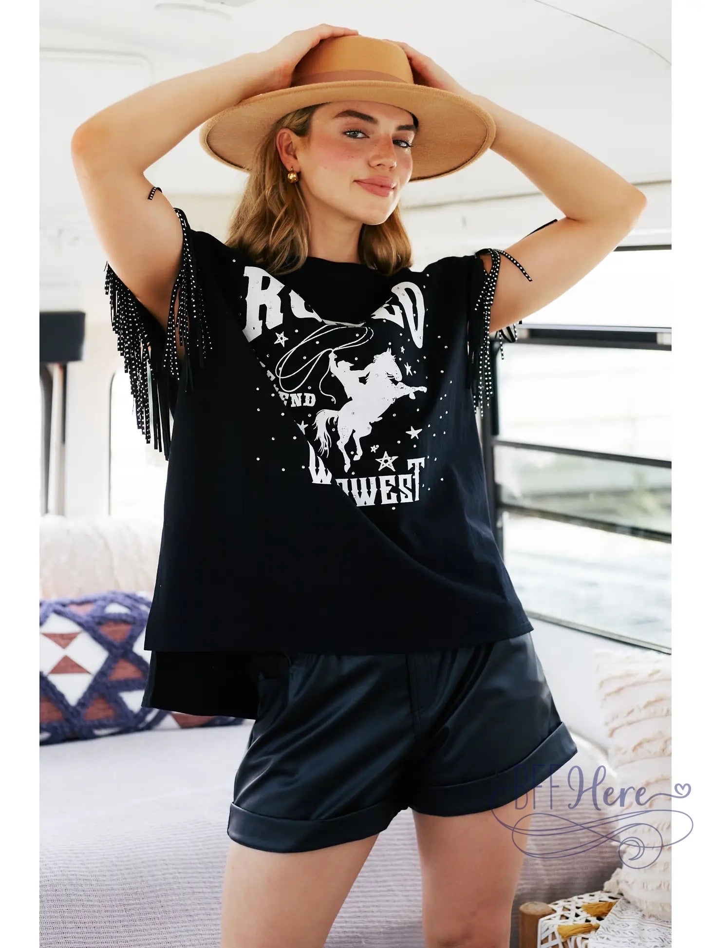 Cowboy Chic: Rodeo Print Jersey Top / Choice of Color - BFF Here