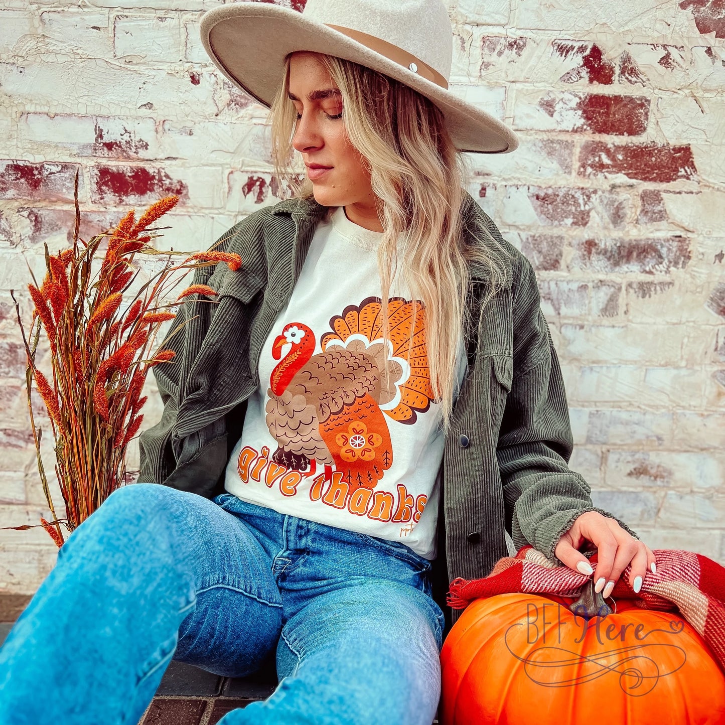 Thankful Threads: The Give Thanks Turkey T-Shirt - BFF Here