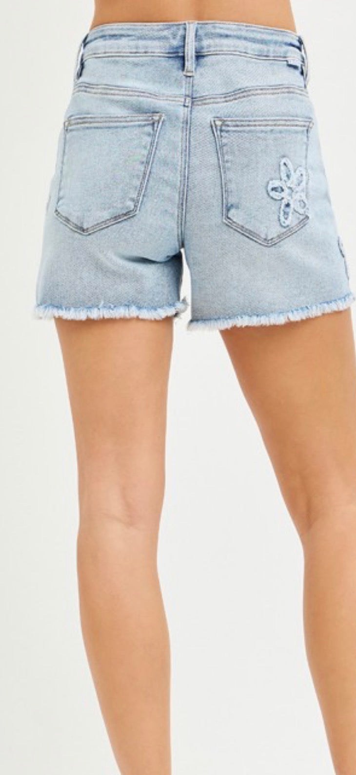High Rise Flower Patches Shorts by Risen Jeans (ETA: March) - BFF Here