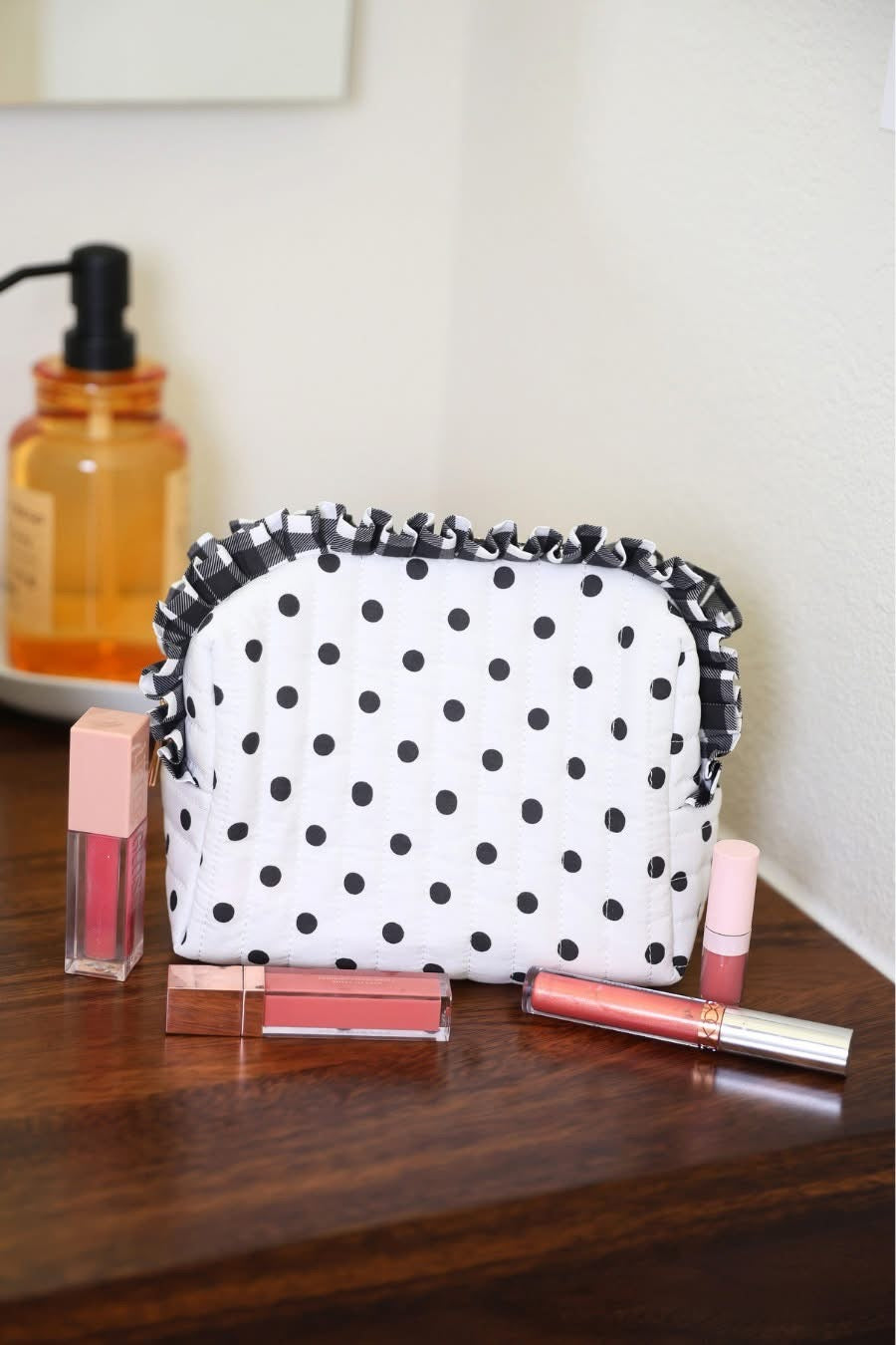 Gingham Polka Dot Quilted Ruffle Bag by Jess Lea - BFF Here