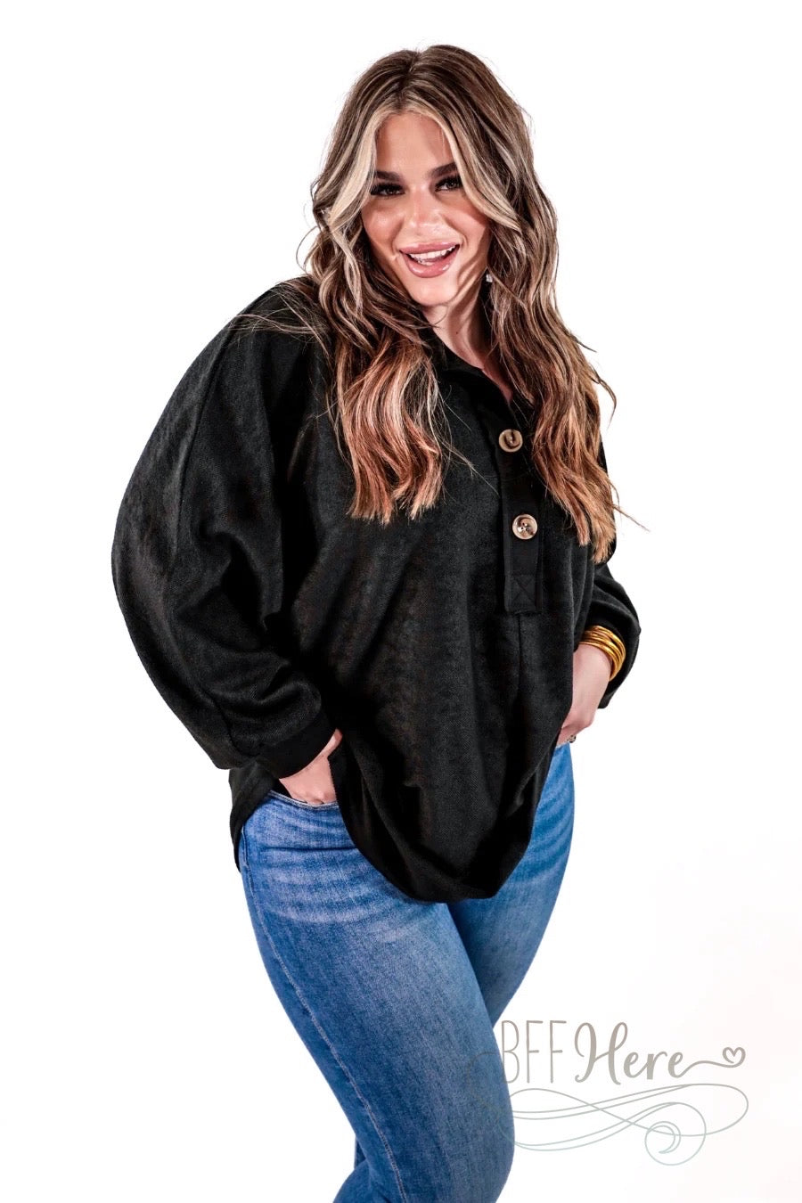 Harper Button Top / Choice of Color - BFF Here