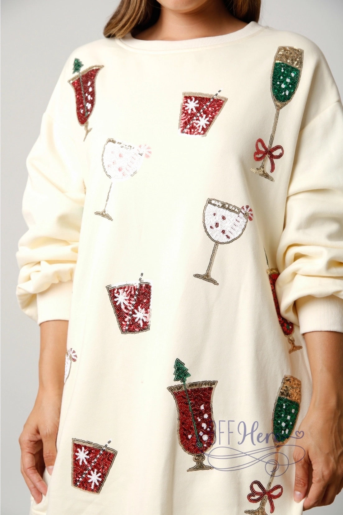 Christmas Cheers Cocktails Sweatshirt Dress: Toast the Holidays in Style! / Choice of Color - BFF Here