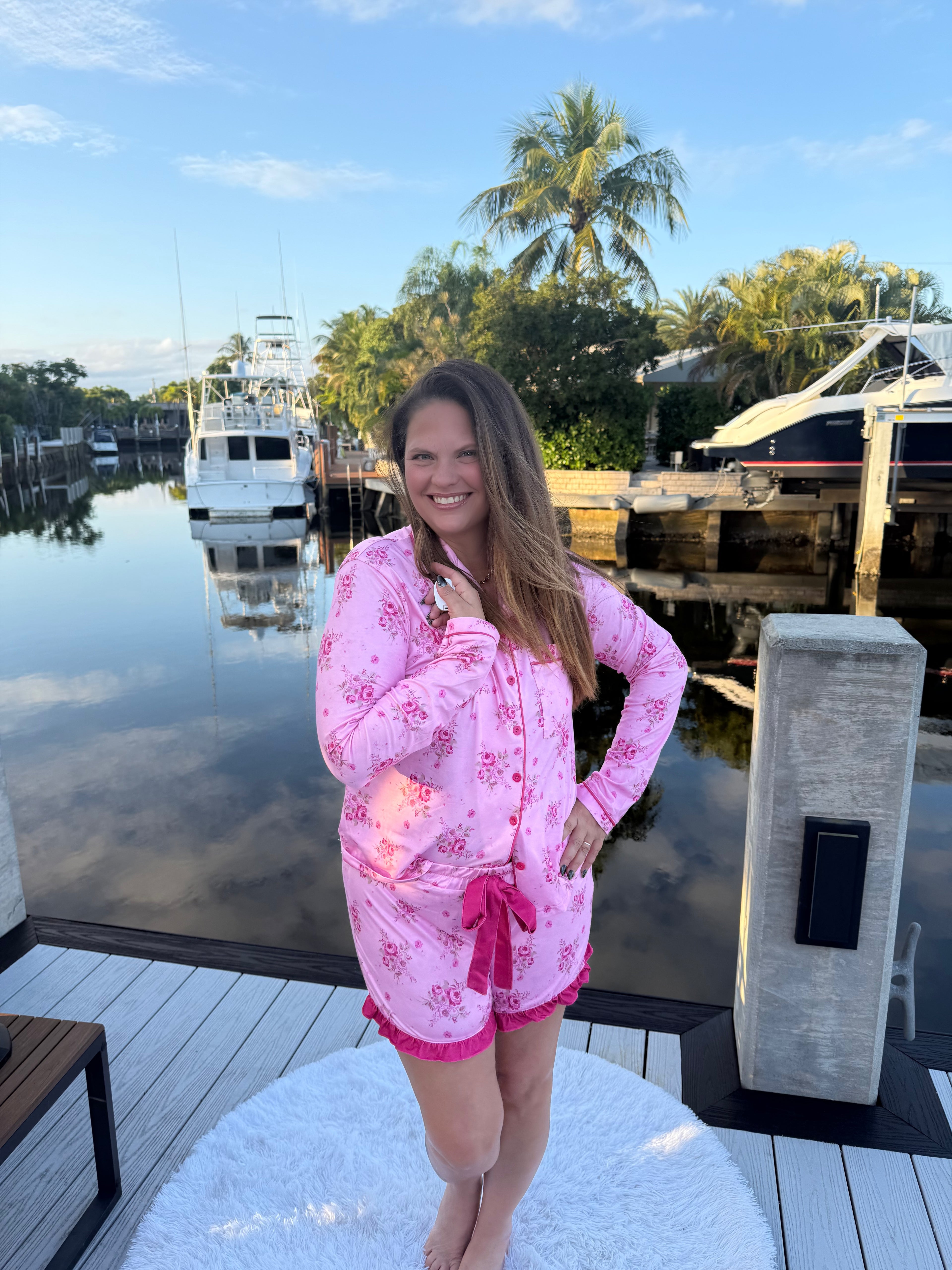 Blushing Blooms Ruffle Pajama Set by Jess Lea - BFF Here