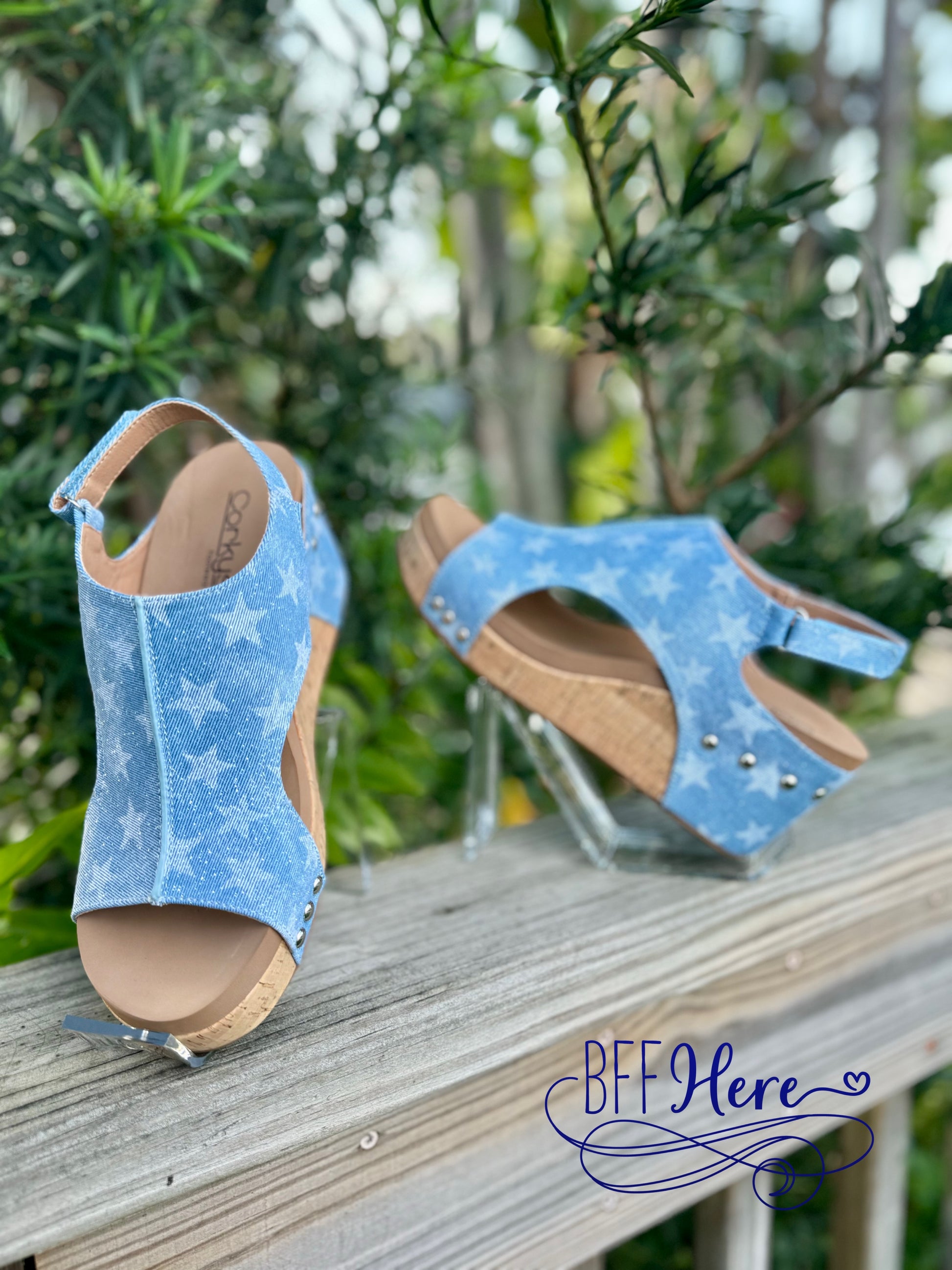 Carley - Light Blue Denim Stars by Corkys - BFF Here