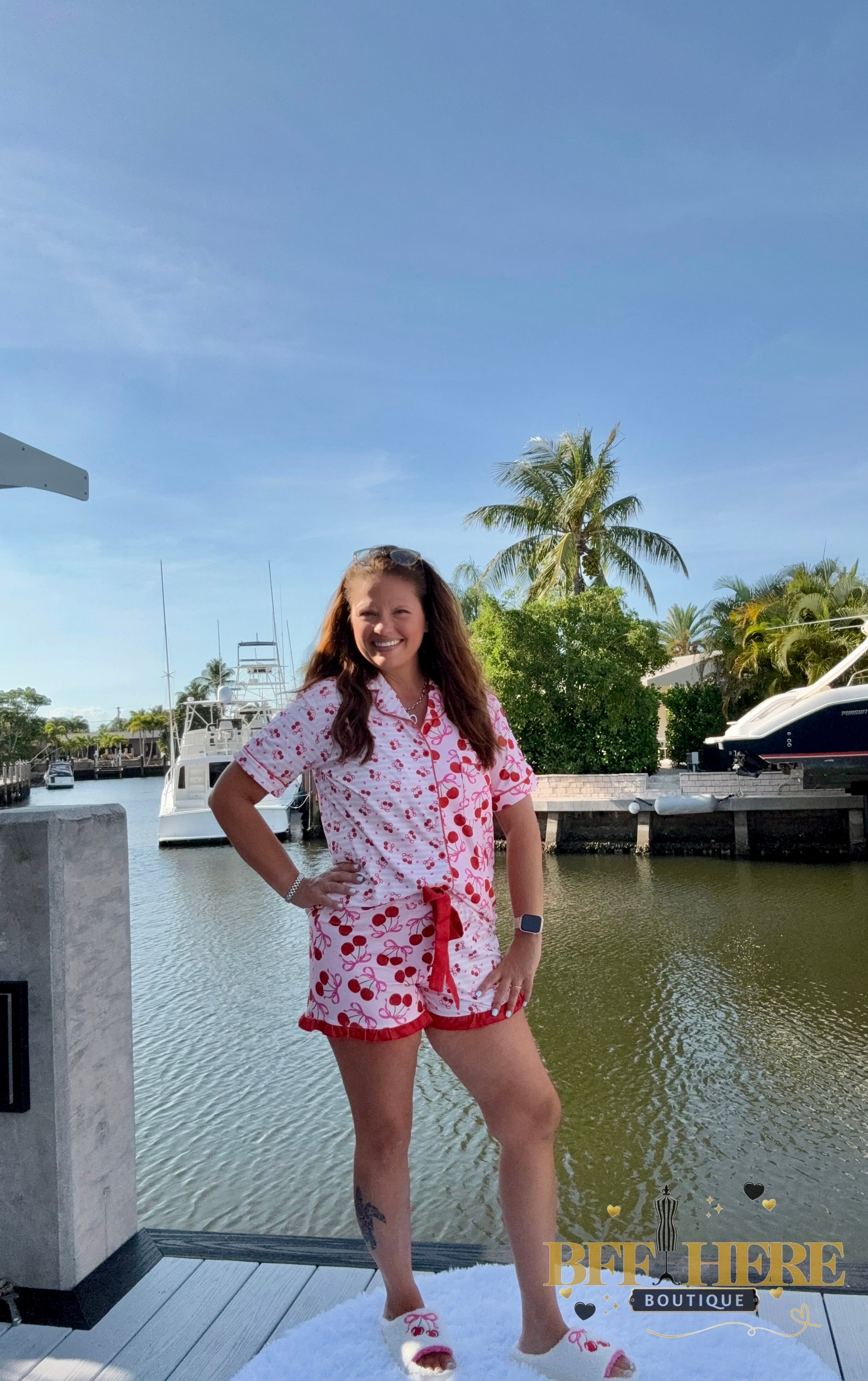 Cherry Bomb Ruffle Pajama Set by Jess Lea - BFF Here