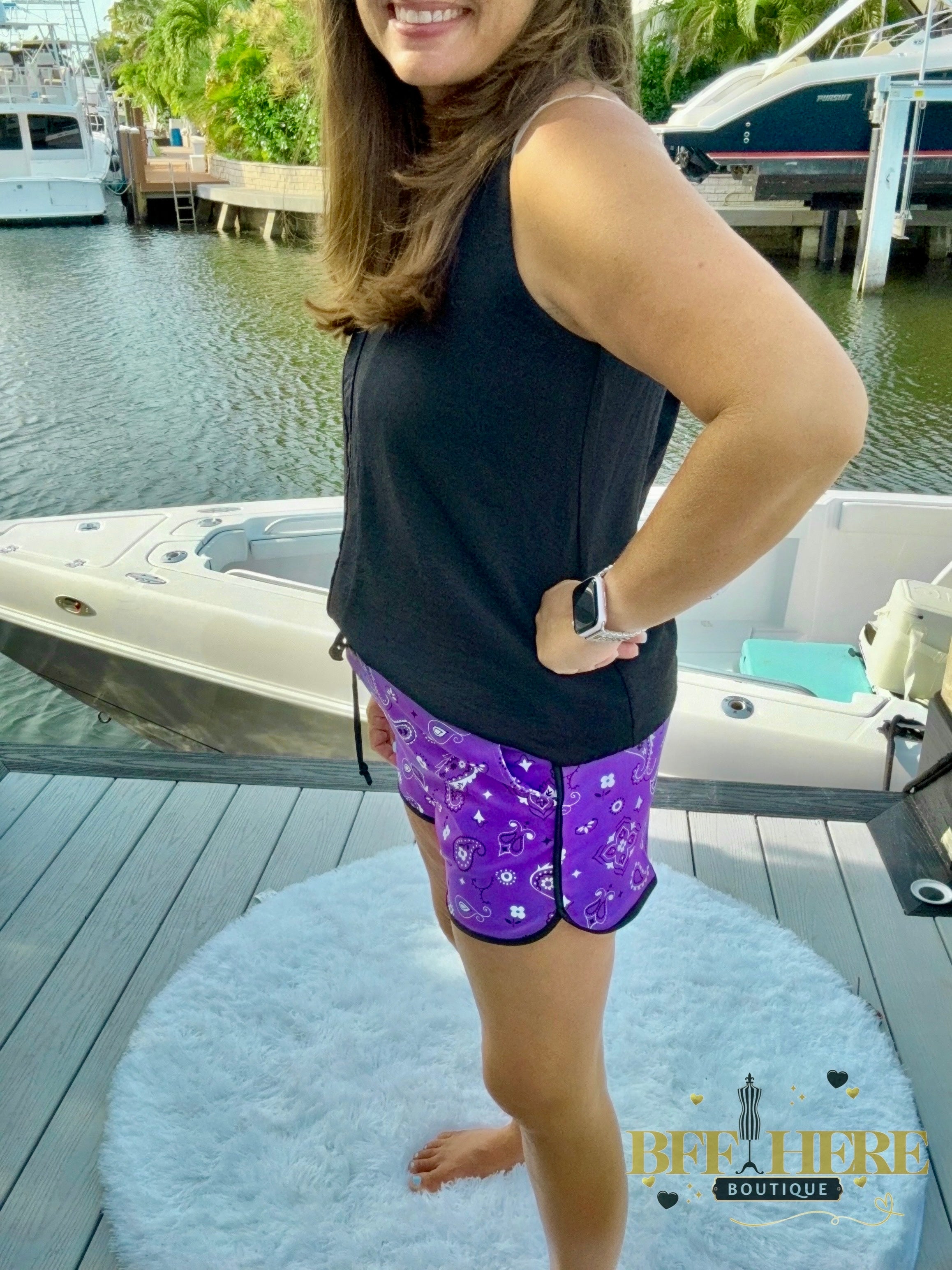 Bandana Babe Shorts / Purple by Sterling Kreek - BFF Here
