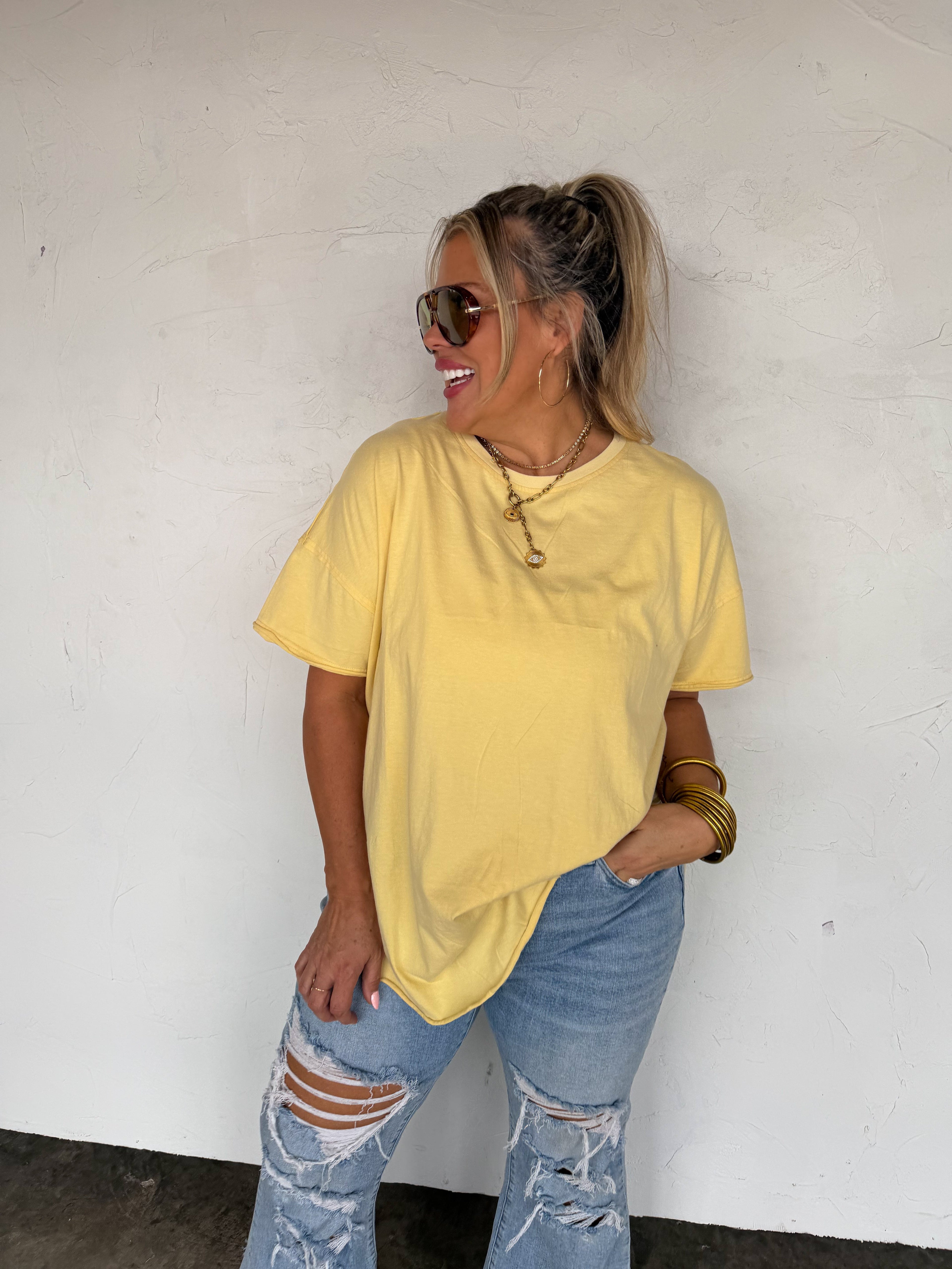 PREORDER- SPRING JOEY WASHED COTTON BOYFRIEND TEE - BFF Here