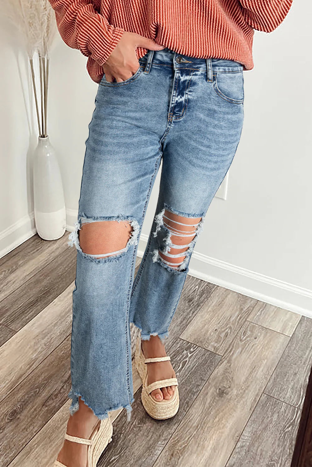 PREORDER: Remi Raw Hem Distressed Jeans (ETA: August )