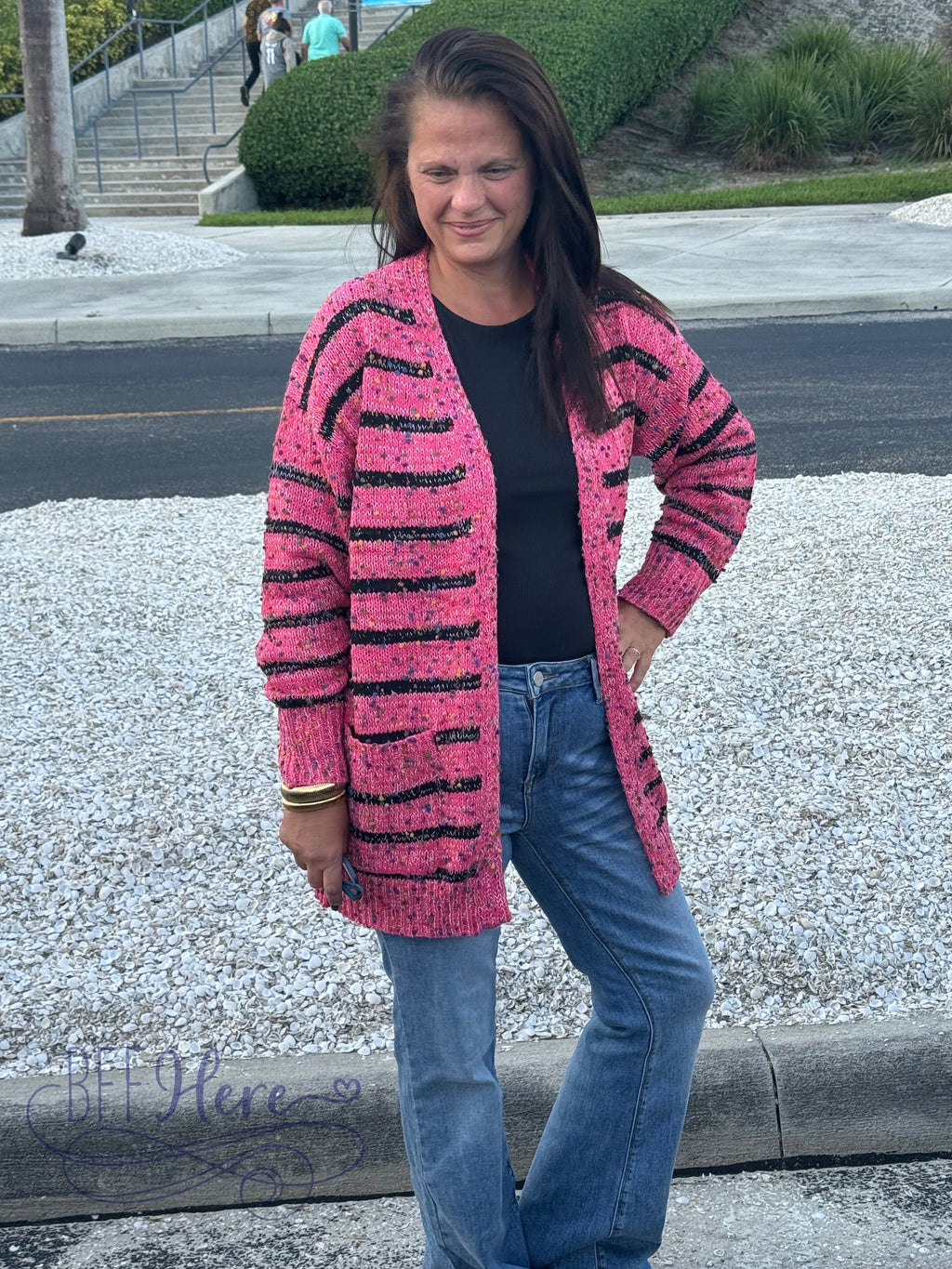 Cozy Meets Chic: The Chunky Dot Knit Cardigan - Bubble Gum - BFF Here