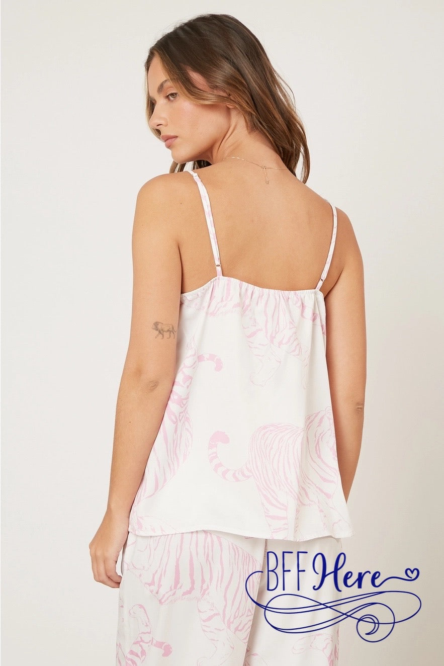 PREORDER: Fierce Dreams: Tiger Print Satin Cami Top (Ships End of January) - BFF Here