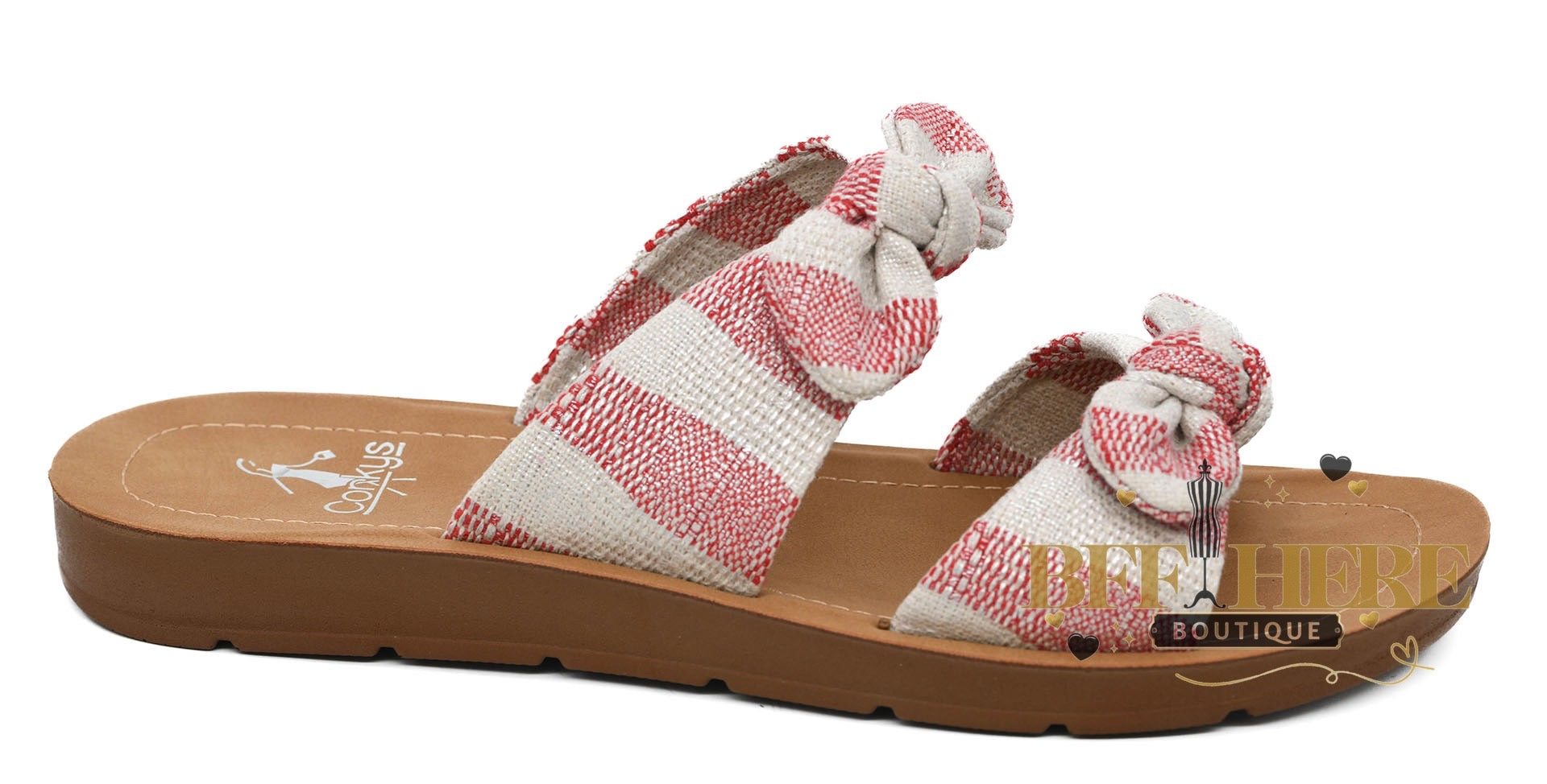 Take A Bow - Red Natural Stripe by Corkys - BFF Here