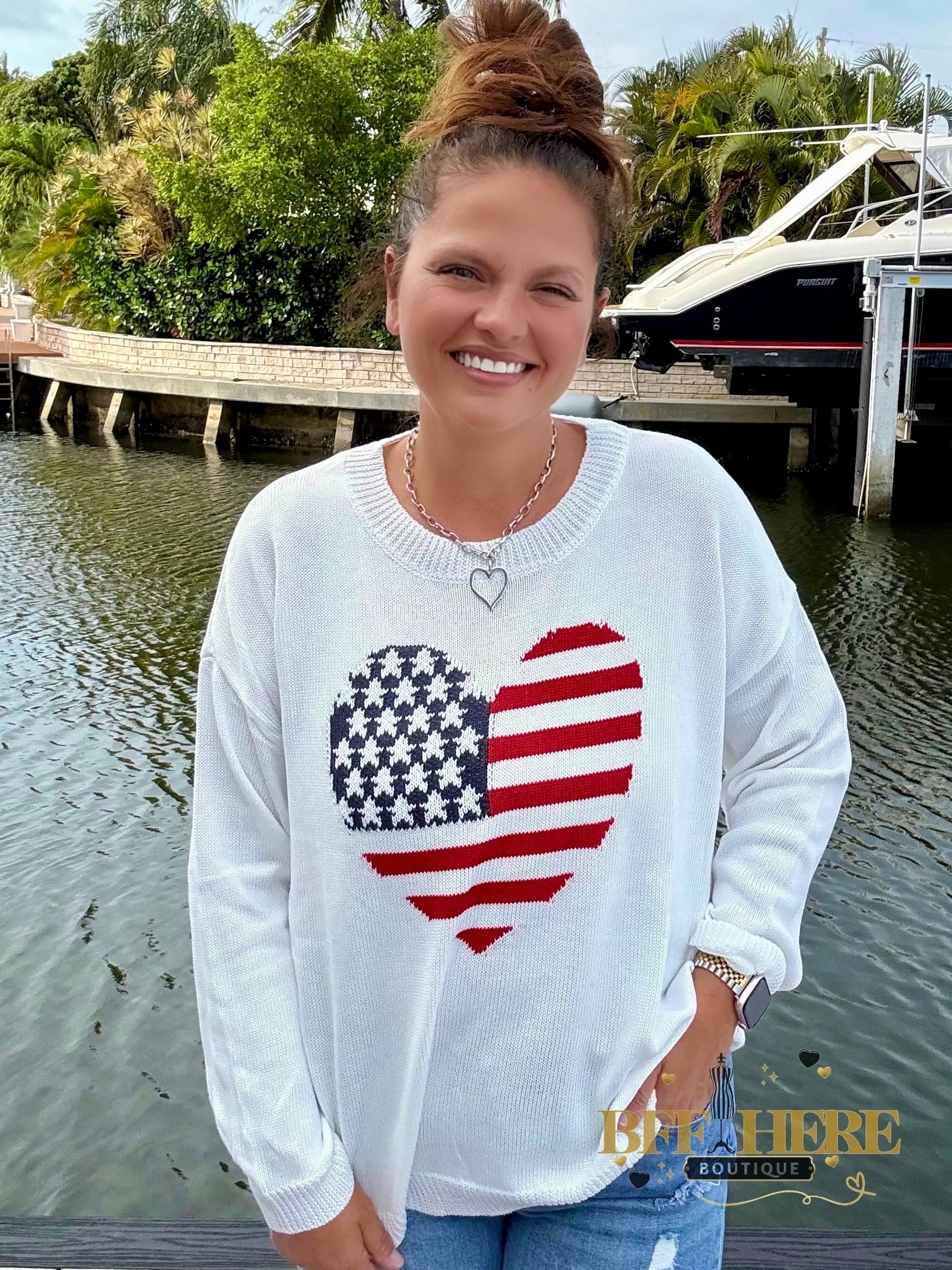American Flag Heart Sweater by Jess Lea - BFF Here