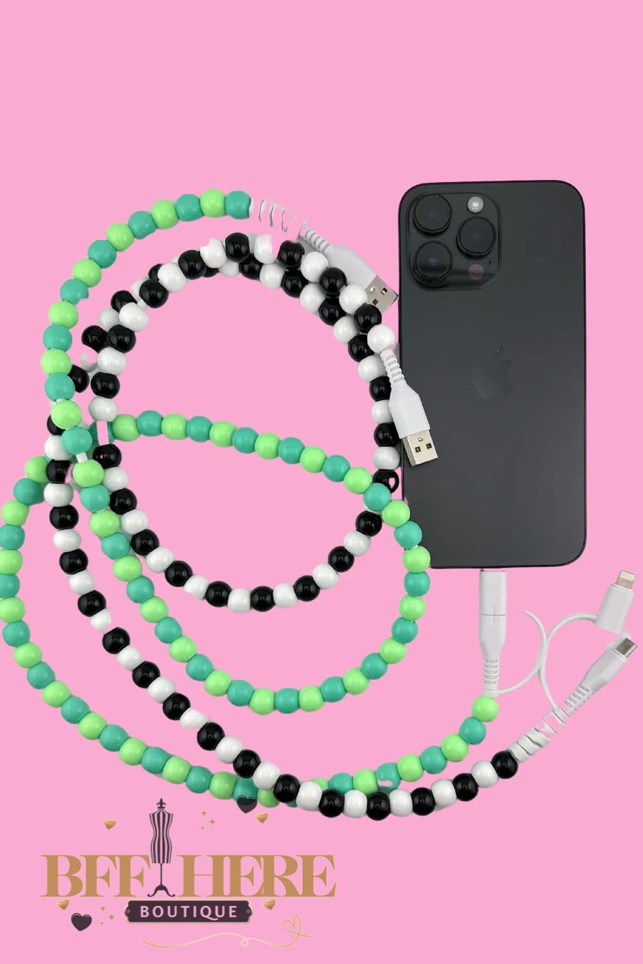 2 in 1 Beaded USB Charger by Jess Lea / Choice of Color - BFF Here