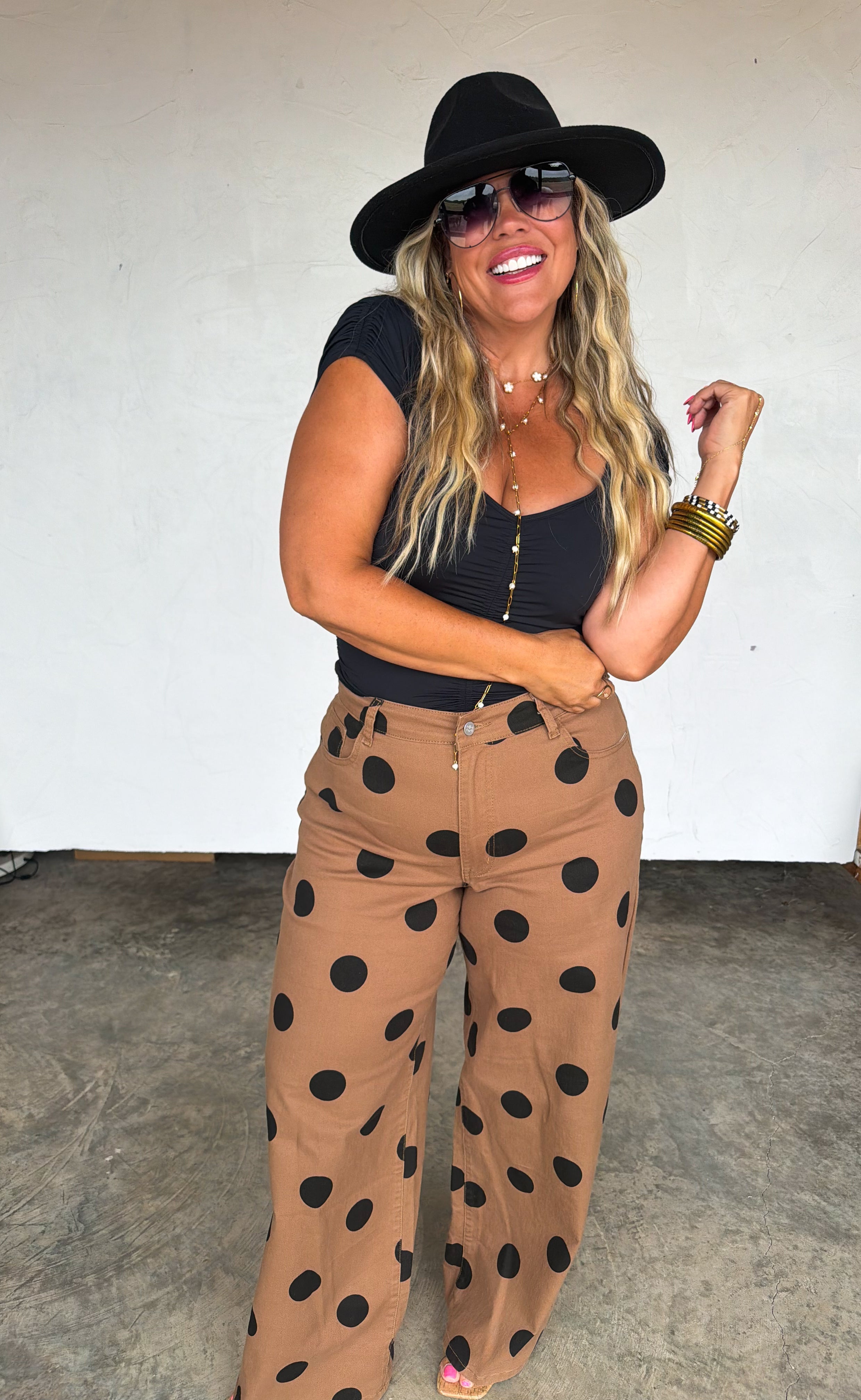 PREORDER: Mocha Dot Denim Jeans by Blakeley (ETA: September)