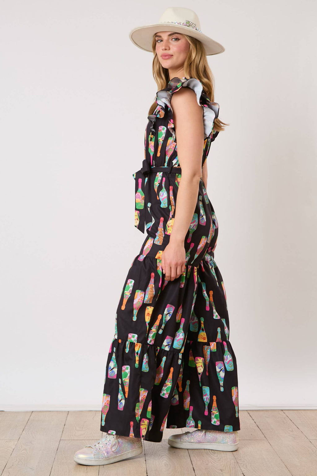 Cheers & Chic: Festive Bottle Jumpsuit - BFF Here