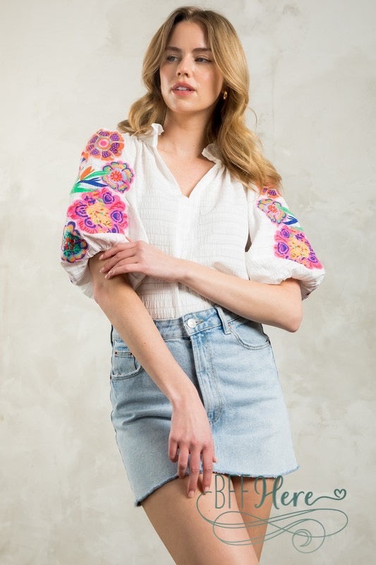 Tropical Carnival Embroidered Blouse - BFF Here