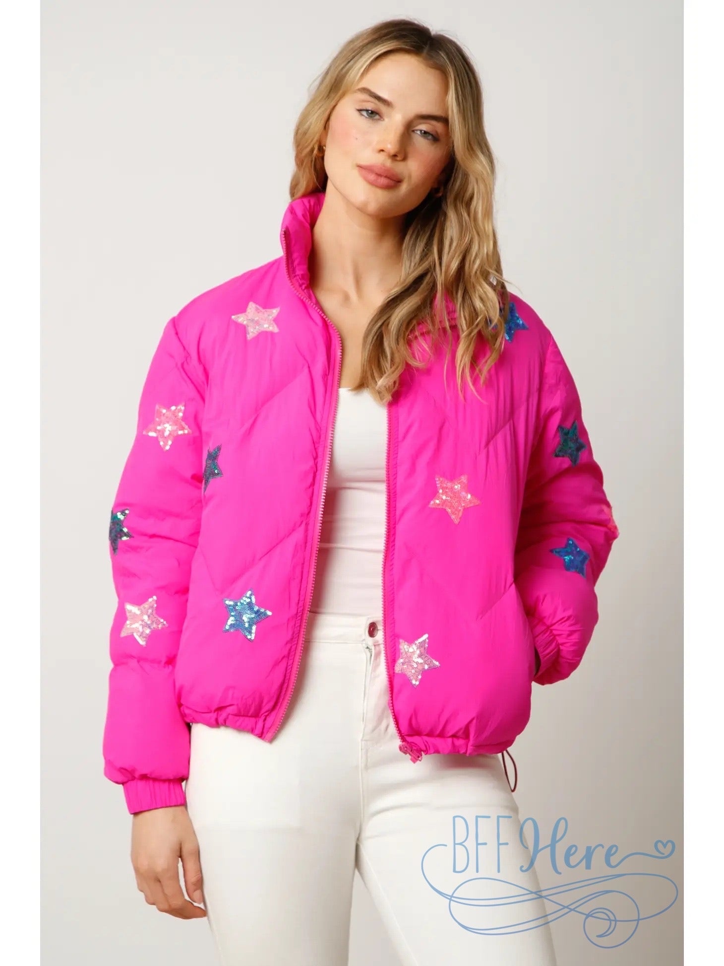 Radiant Starlight Sequin Puffer Jacket - BFF Here