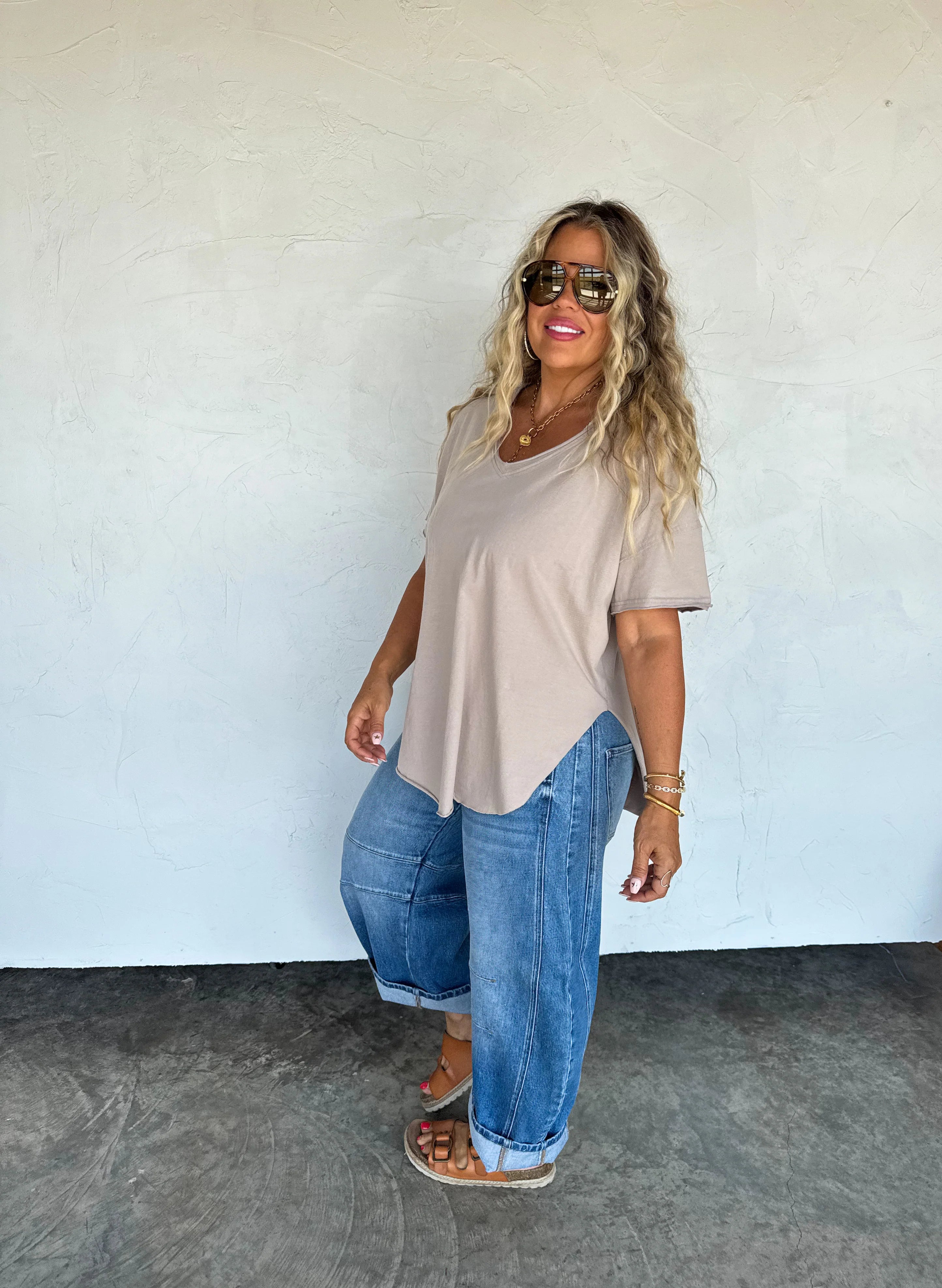 PREORDER: Joey V-Neck Washed Cotton Boyfriend Tee by Blakeley (ETA: Early December) - BFF Here