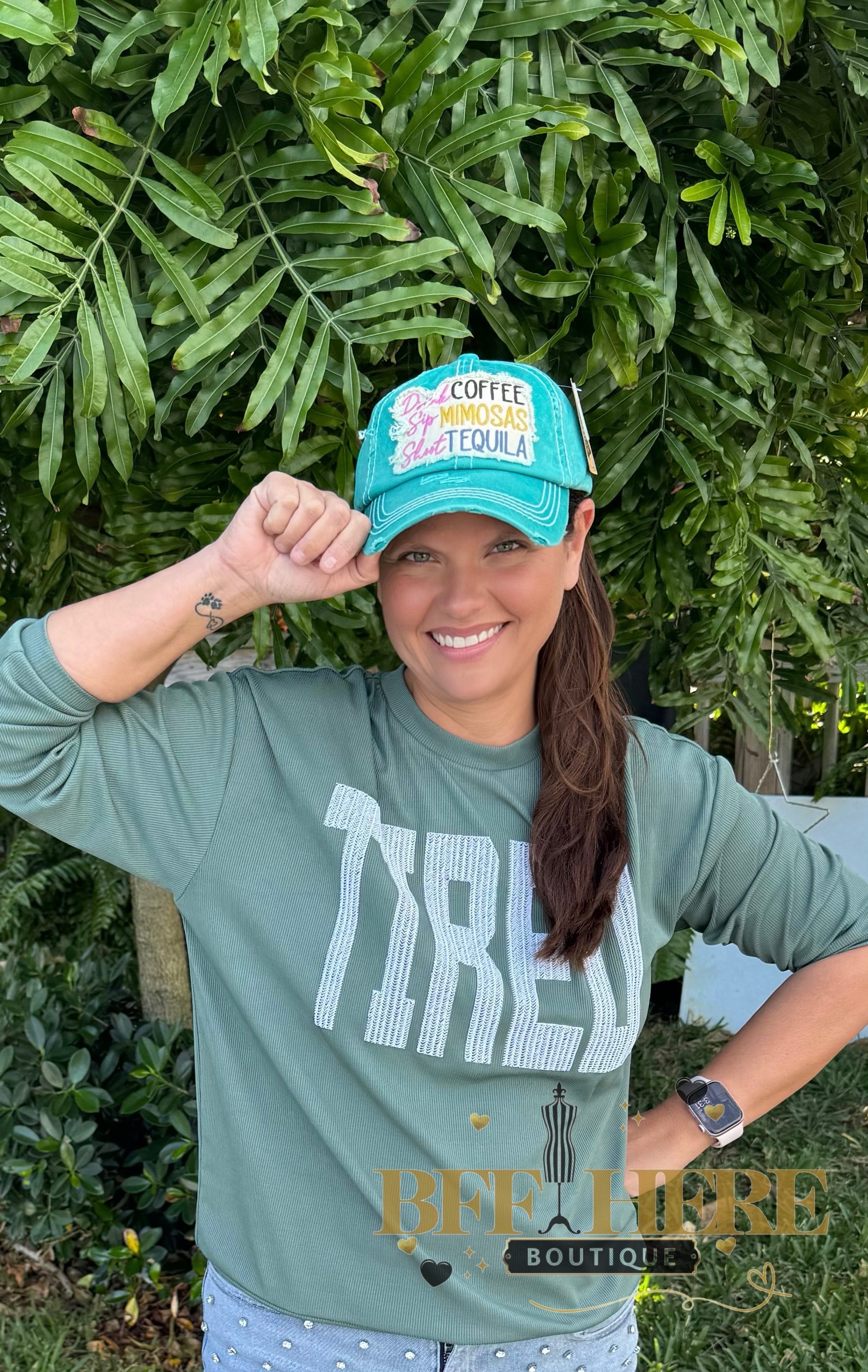 Drink Coffee Sip Mimosa Vintage Hat - BFF Here