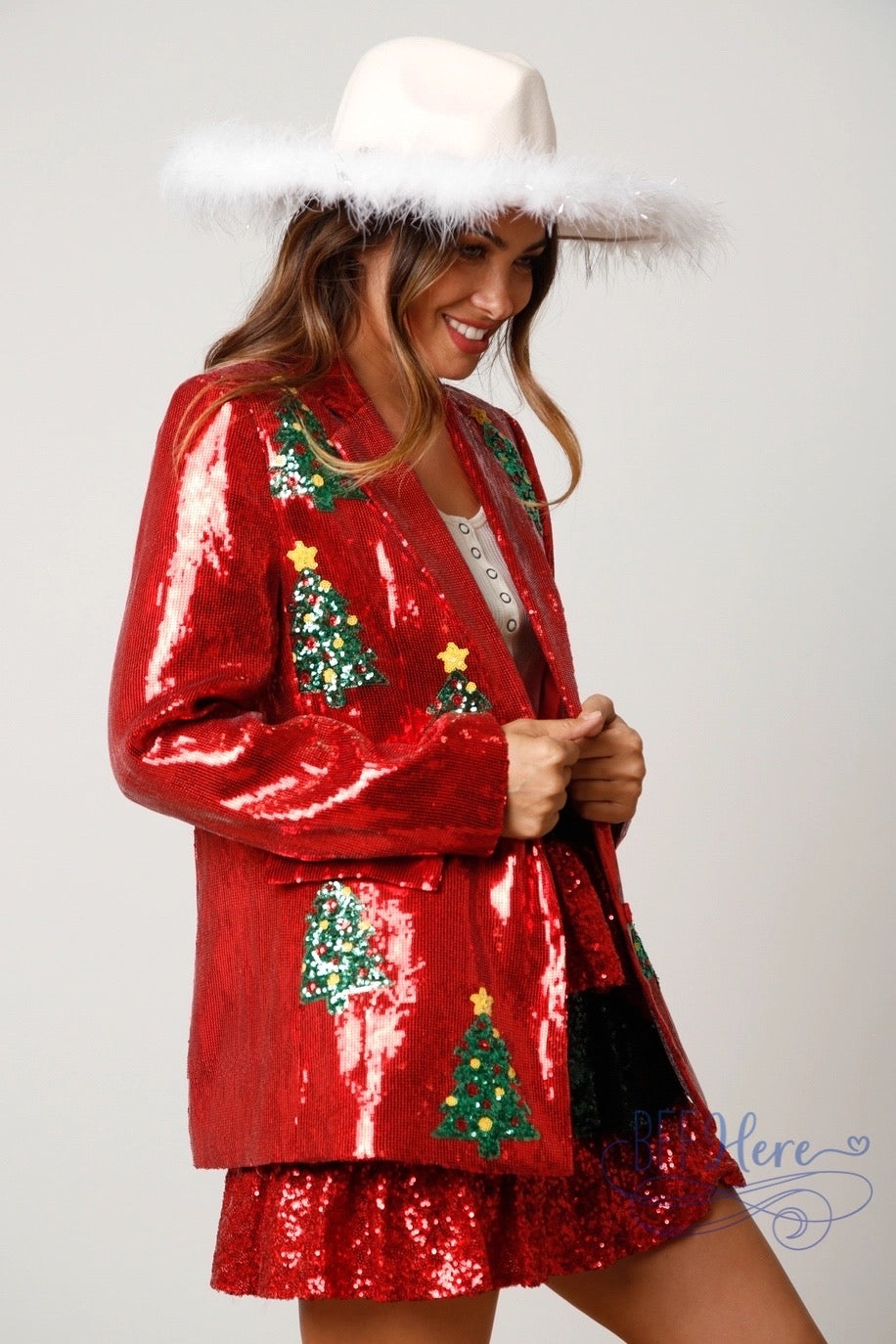 Yuletide Glam: Sequined Christmas Tree Blazer - BFF Here