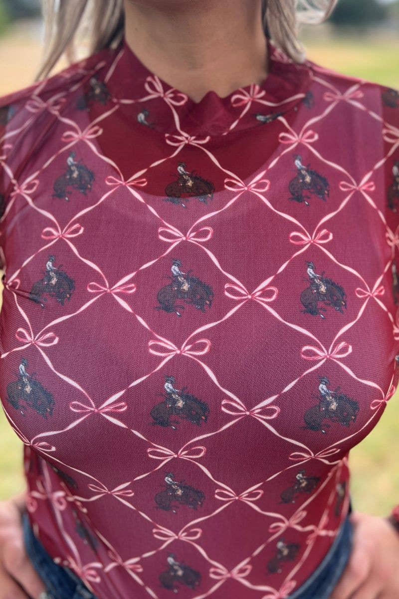 Bronc & Bows Mesh Top by Sterling Kreek - BFF Here