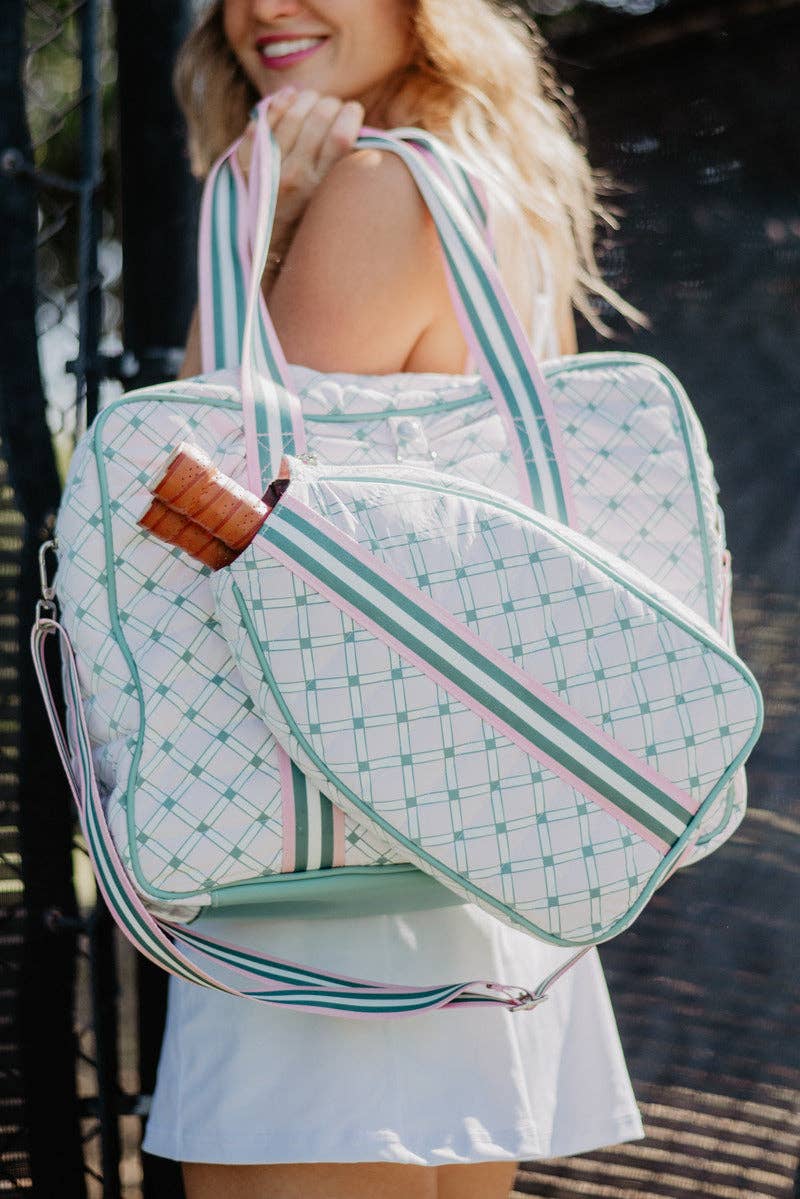 Light Pink and Green Pattern Pickleball Bag by Katydid - BFF Here