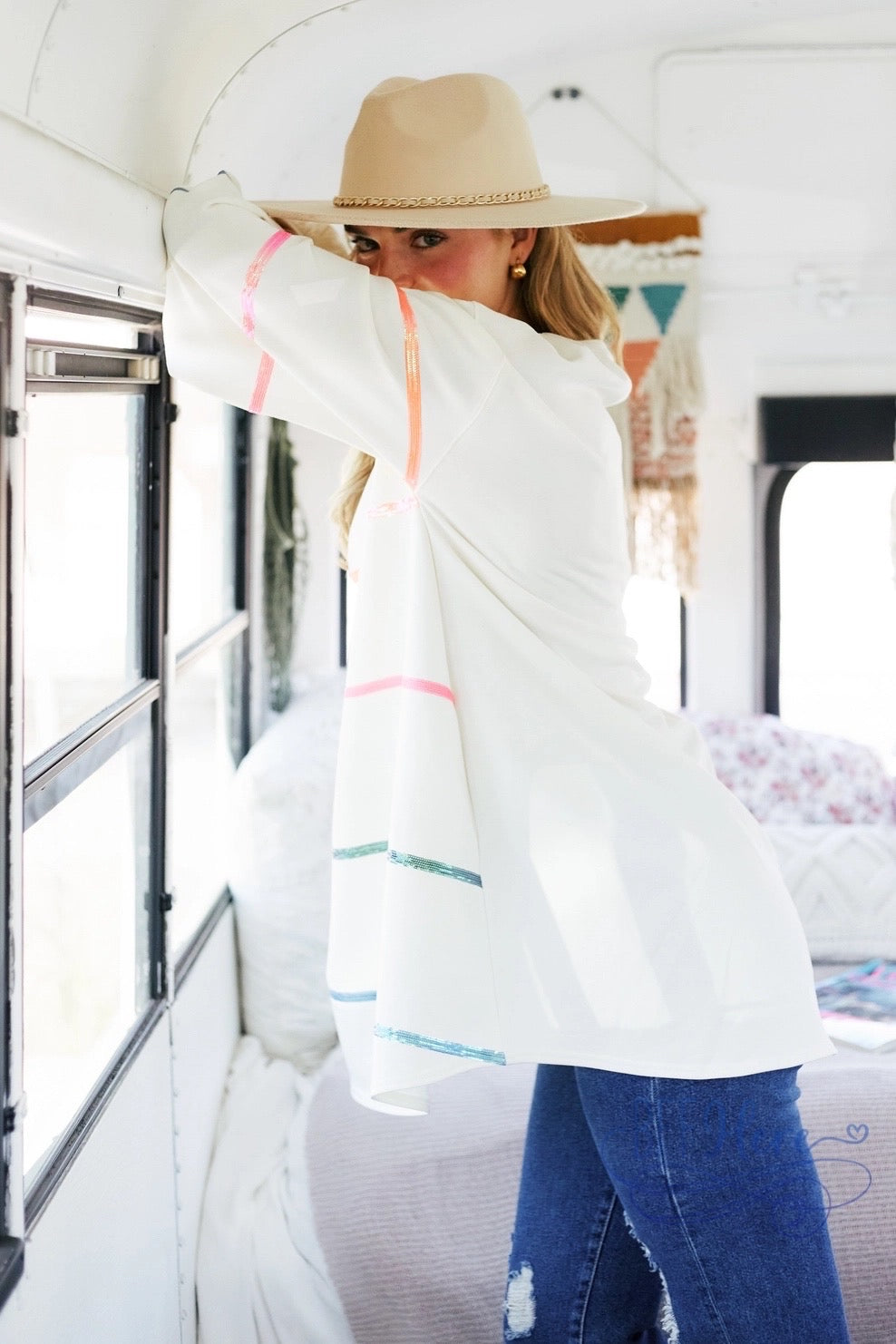 Colorful Allure: Rainbow Sequin Stripe Top for Vibrant Style - BFF Here