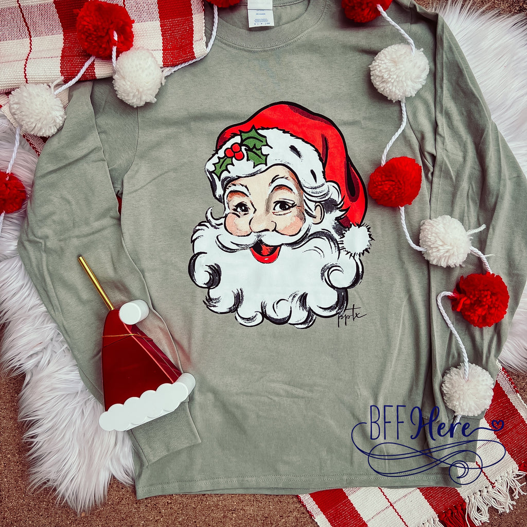 Jolly Old Saint Nick - Festive Long Sleeve Tee for the Holidays - BFF Here
