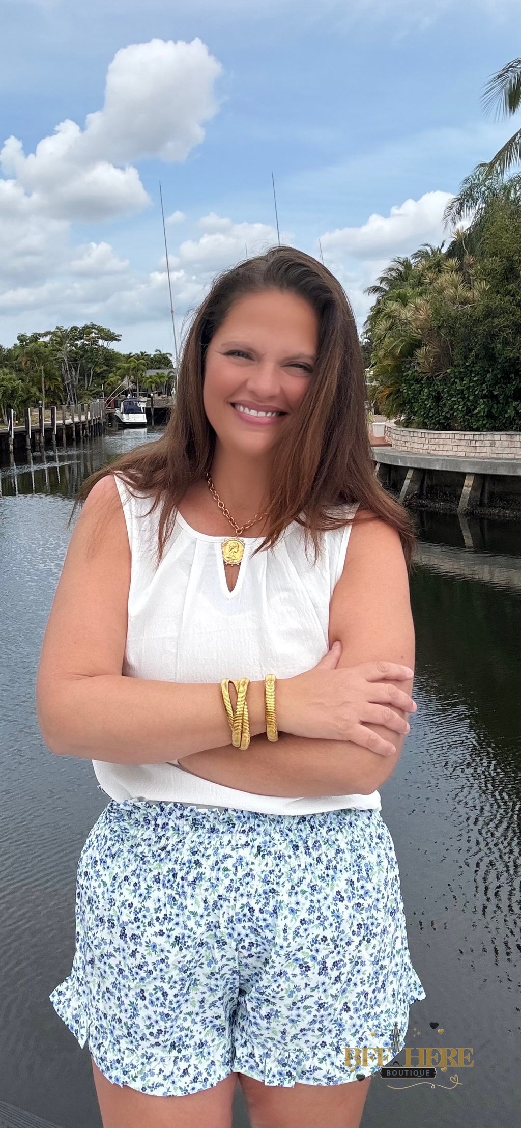 Sunny Strolls High Waisted Shorts / Blue Floral by Jess Lea - BFF Here