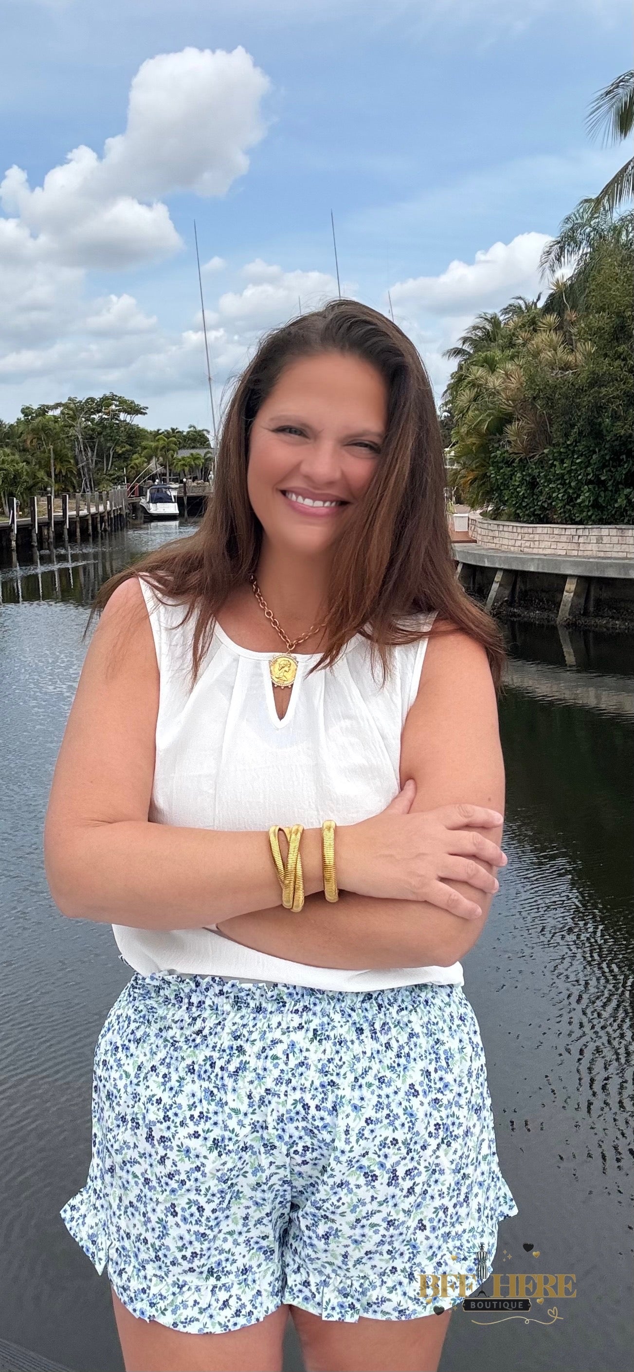 Sunny Strolls High Waisted Shorts / Blue Floral by Jess Lea - BFF Here