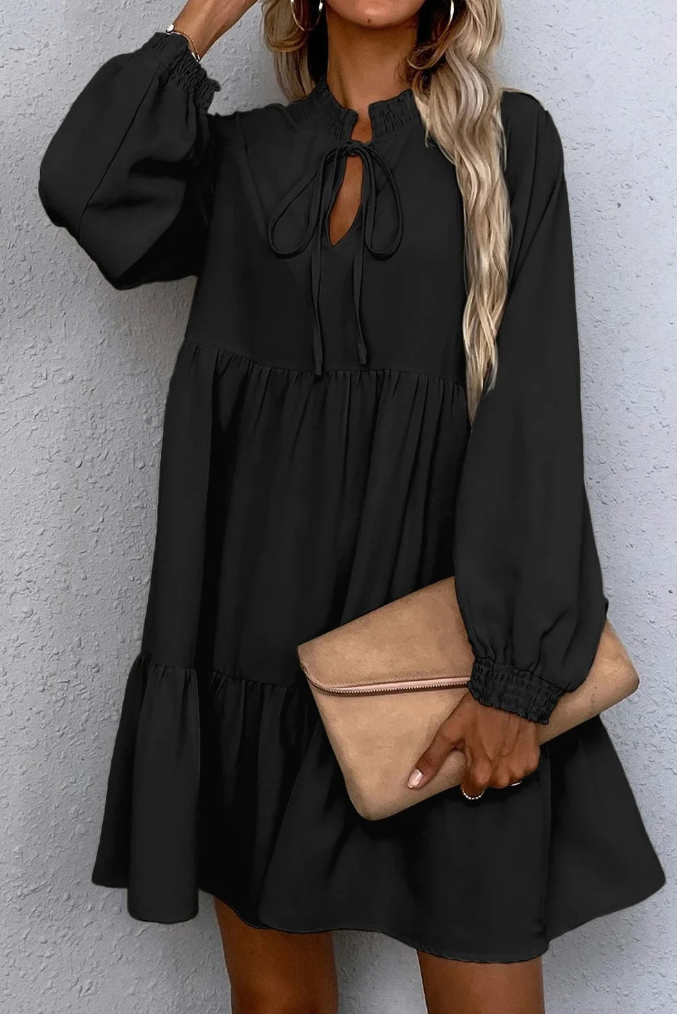 PREORDER: Midnight Tie-Neck Tiered Dress (ETA: September)