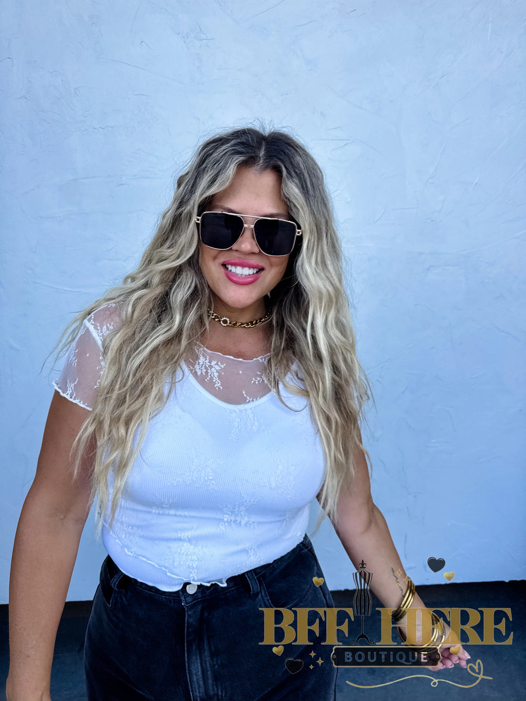 Alle Short Sleeve Lace Mesh Top by Blakeley / Choice of Color - BFF Here