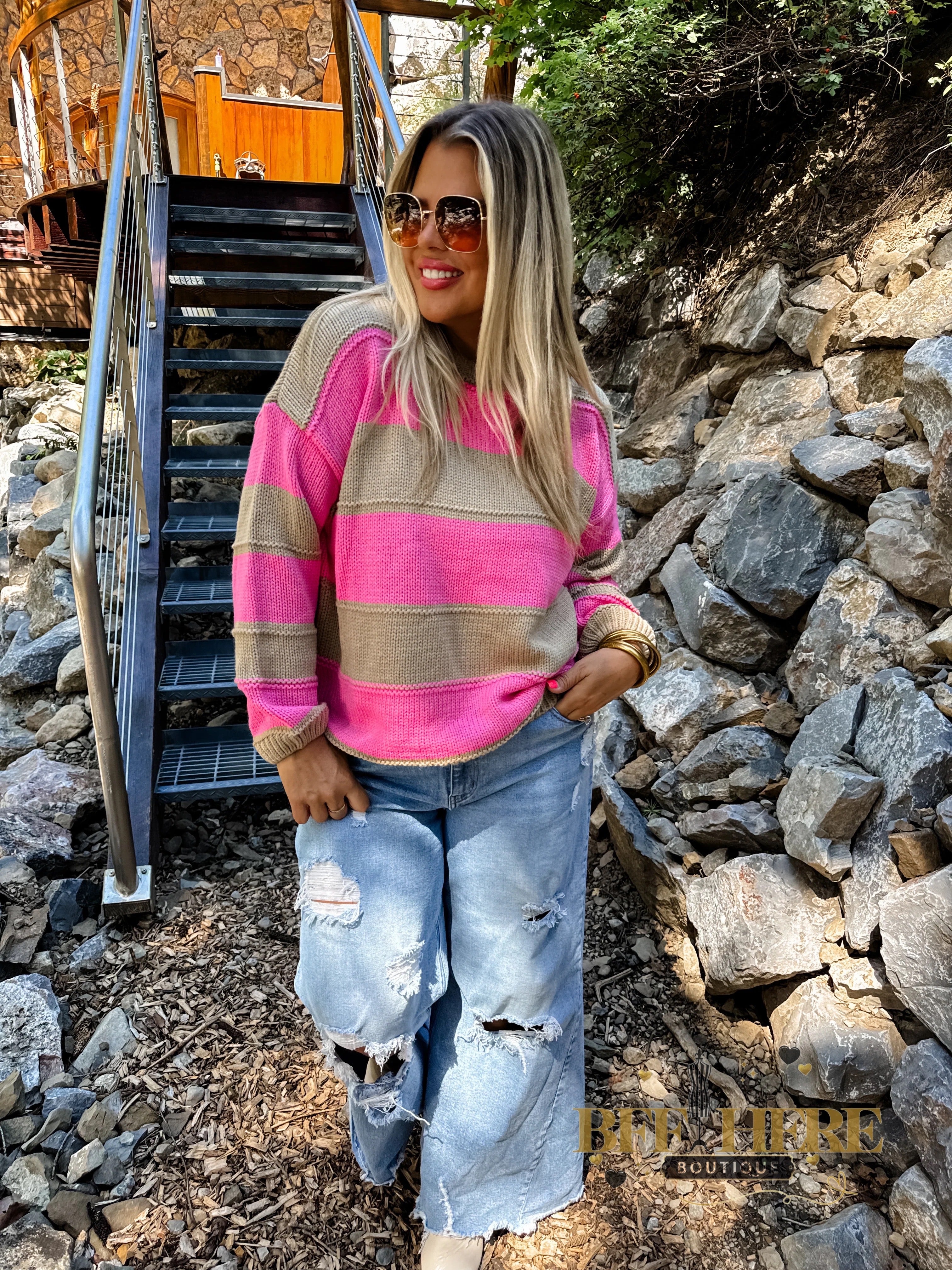 Kadie Stripe Knit Sweater / Choice Of Color by Blakeley - BFF Here