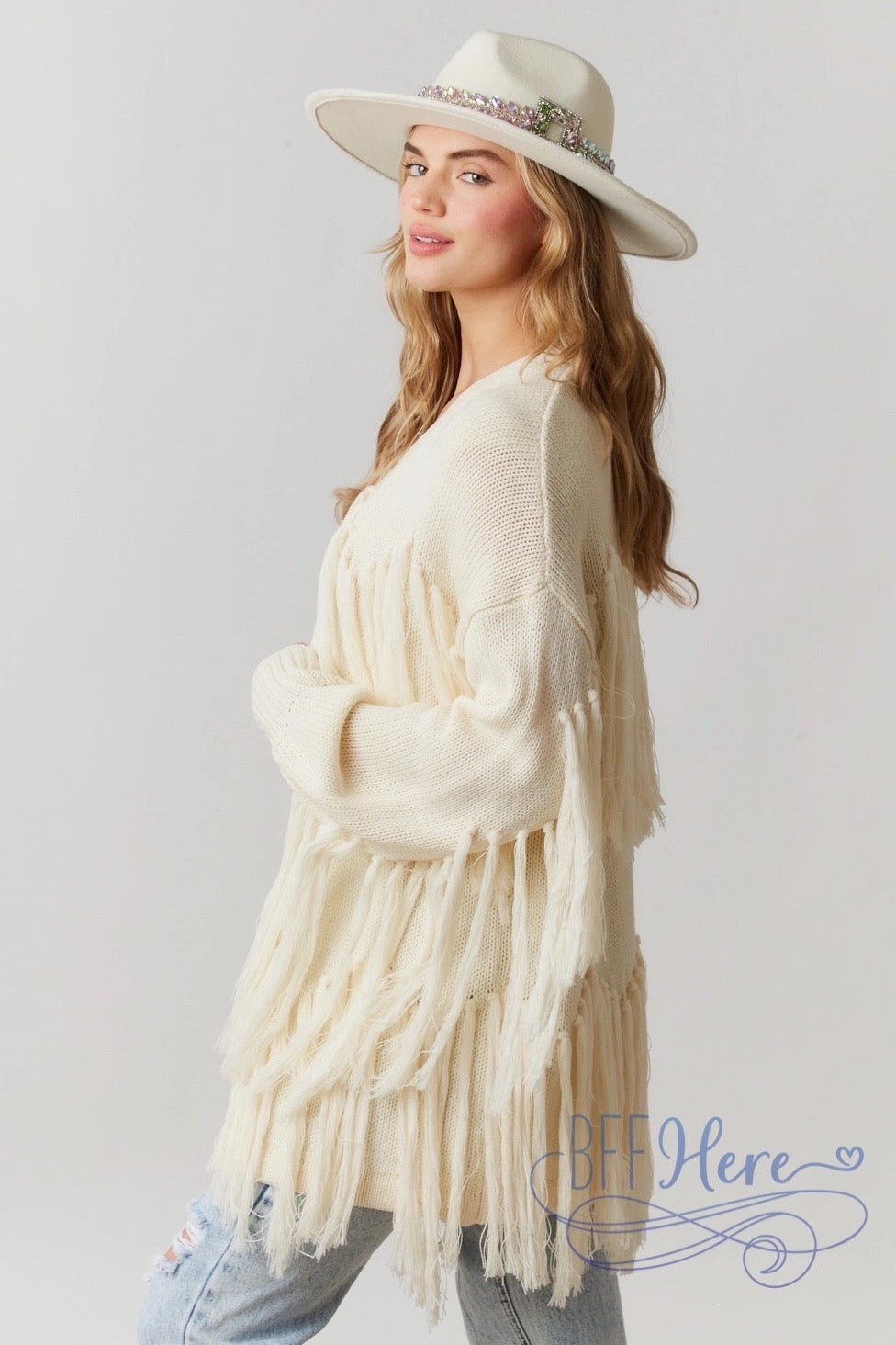 Colorful Cascade: The Fringe Cardigan / Choice of Color - BFF Here